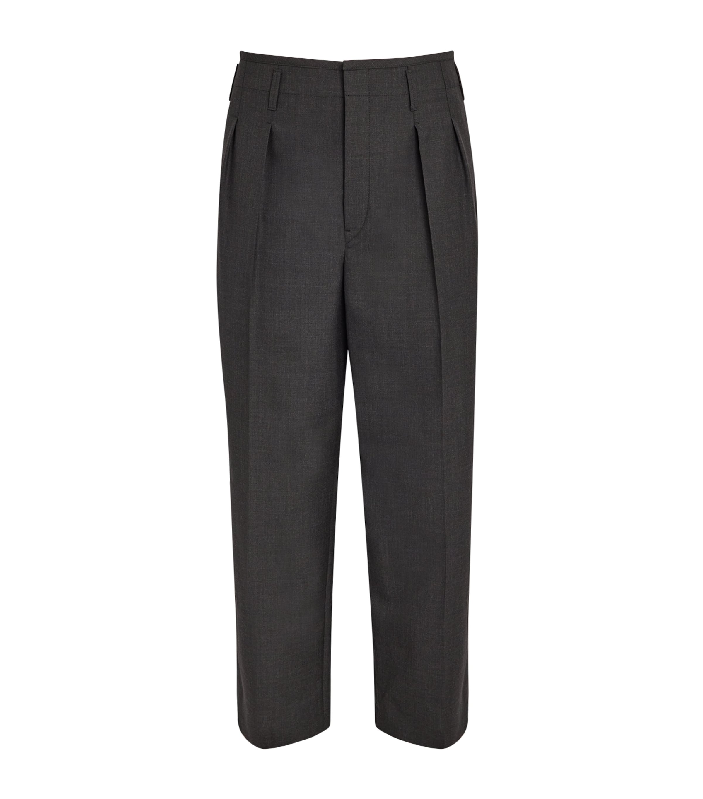 Shop Lemaire Pleated Straight Trousers In Grey