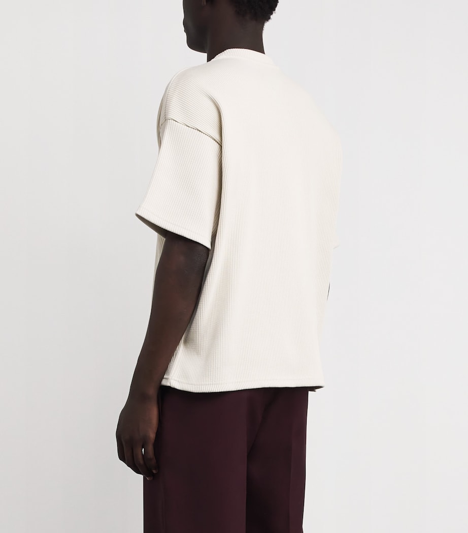 Stretch-Cotton Ribbed Logo Oversized T-Shirt ALABASTER Image 4