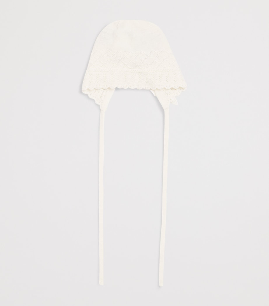 Paz Rodriguez Cotton Knit Bonnet (0-18 Months) Cream/cream Image 2