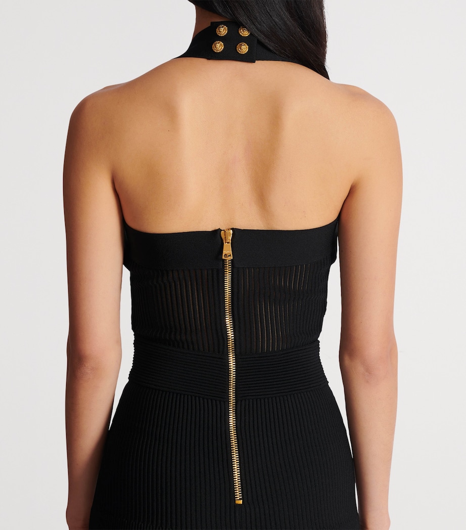 Knitted Halterneck Midi Dress 0PA NOIR Image 8