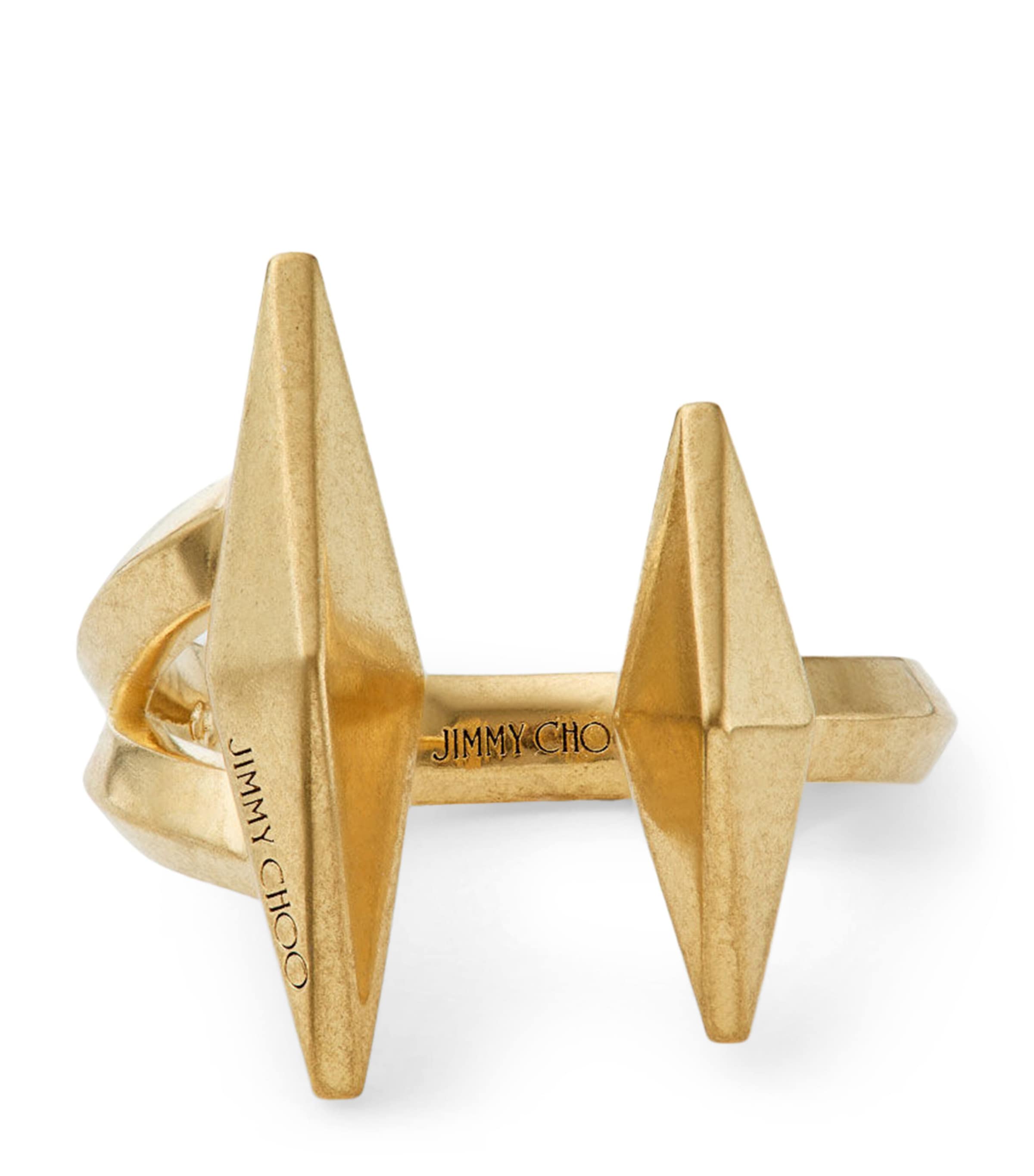 Jimmy Choo Double Diamond Ring In Gold