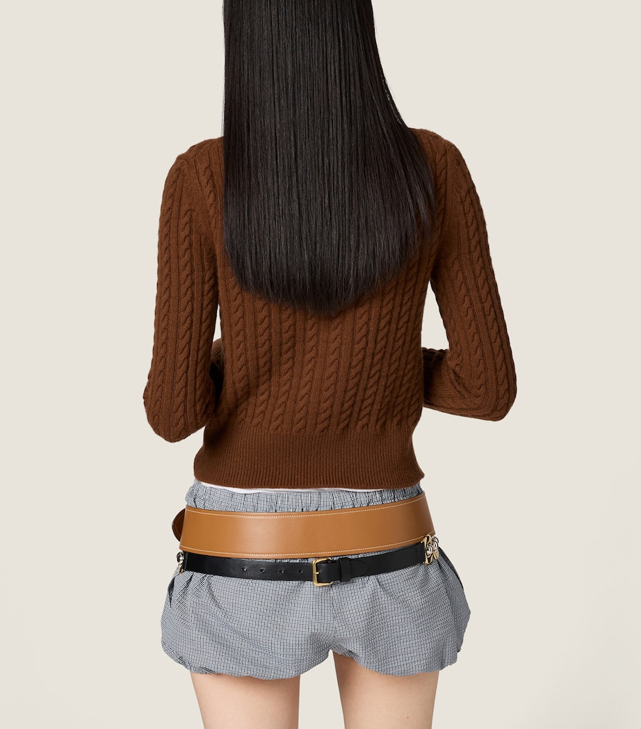 Miu Miu Womens Cashmere Cable-Knit Cardigan Image 3