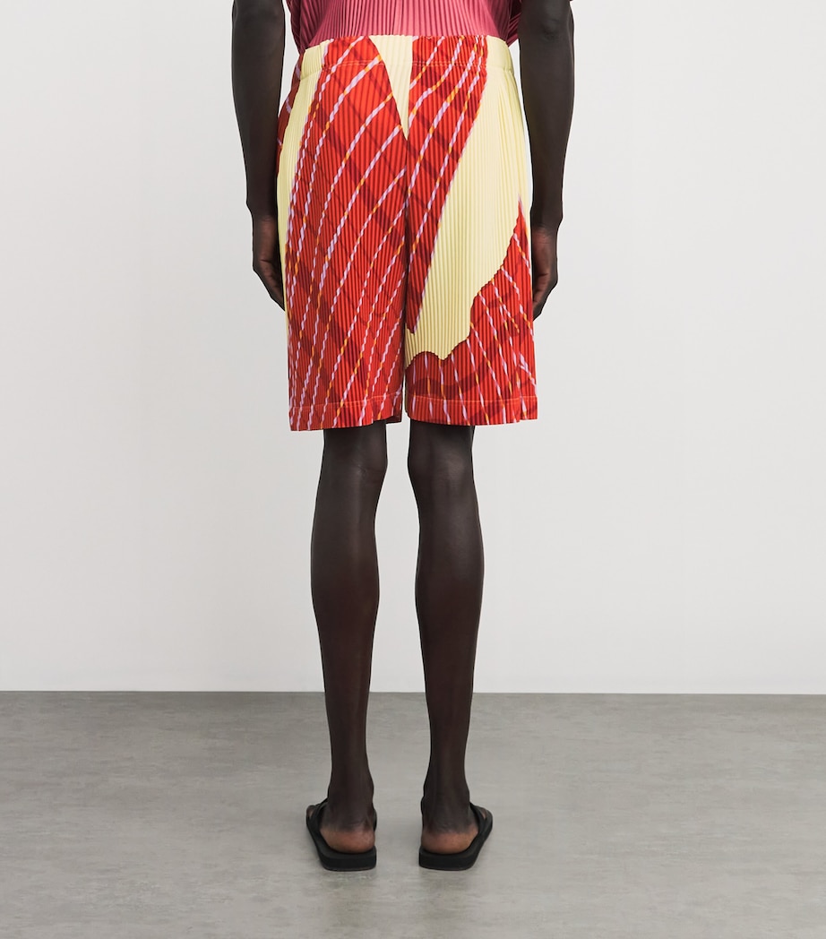 Pleated Windswept Print Shorts 52-YELLOW Image 4