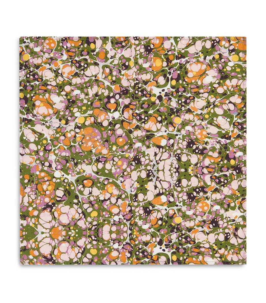 Linen Marble Napkin (50cm x 50cm) GREEN, PINK, ORANGE Image 1