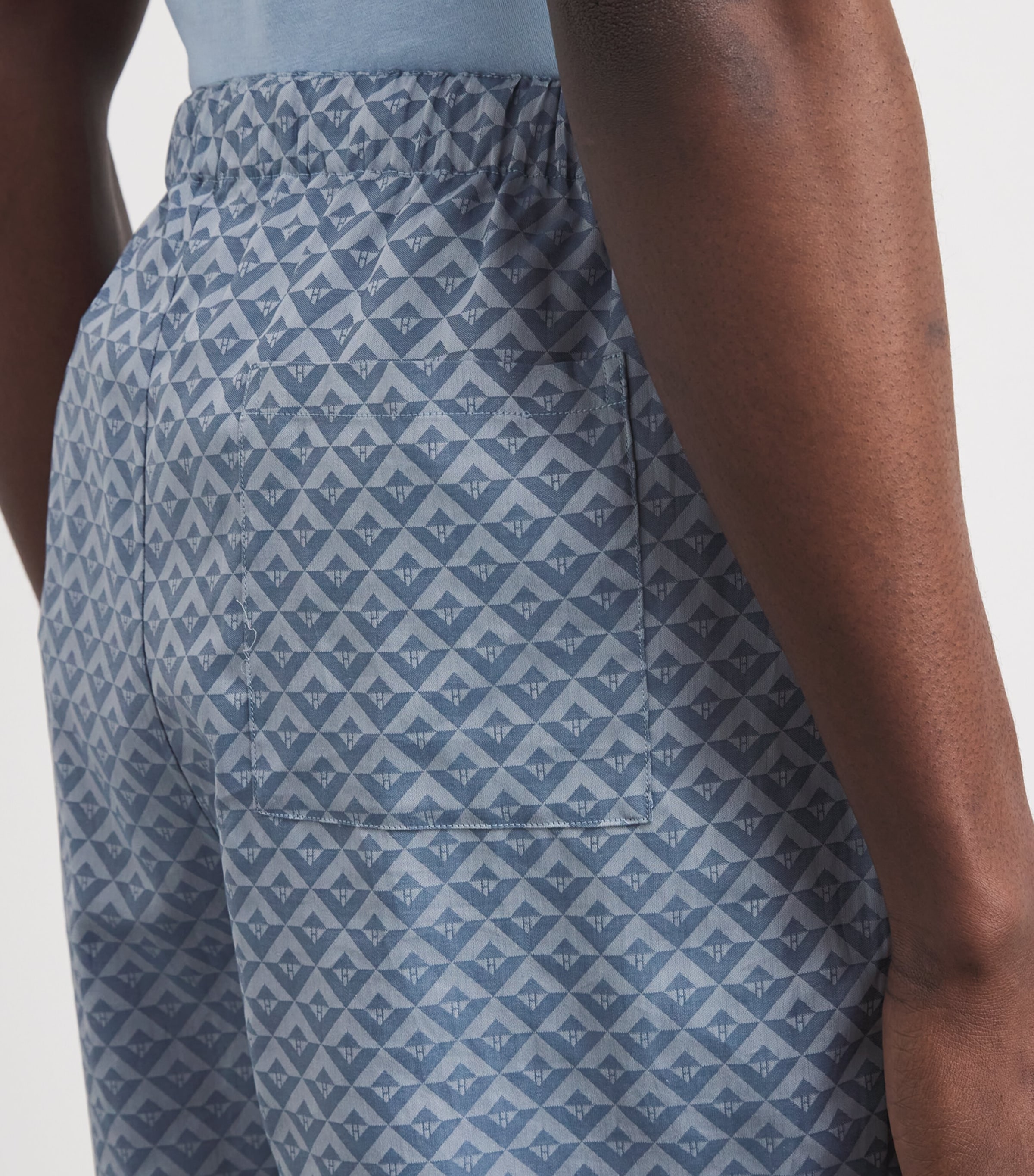 Cotton Geometric Logo Pyjama Shorts BLUE Image 6