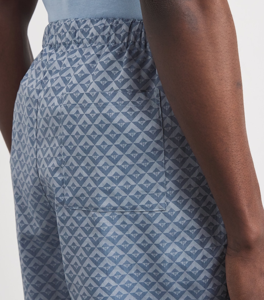 Cotton Geometric Logo Pyjama Shorts BLUE Image 6