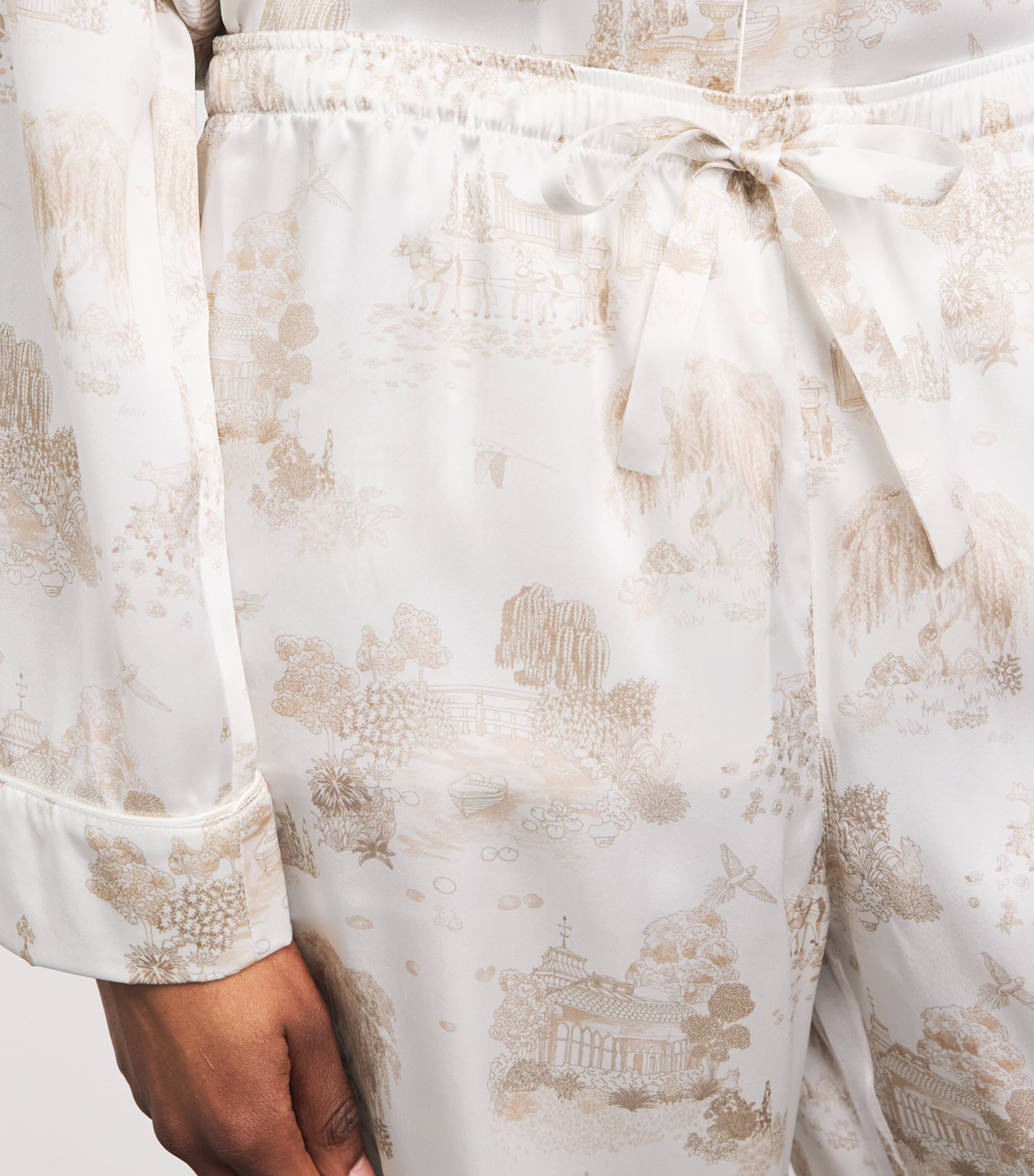 Derek Rose Womens Silk Toile Pyjama Set White Image 5