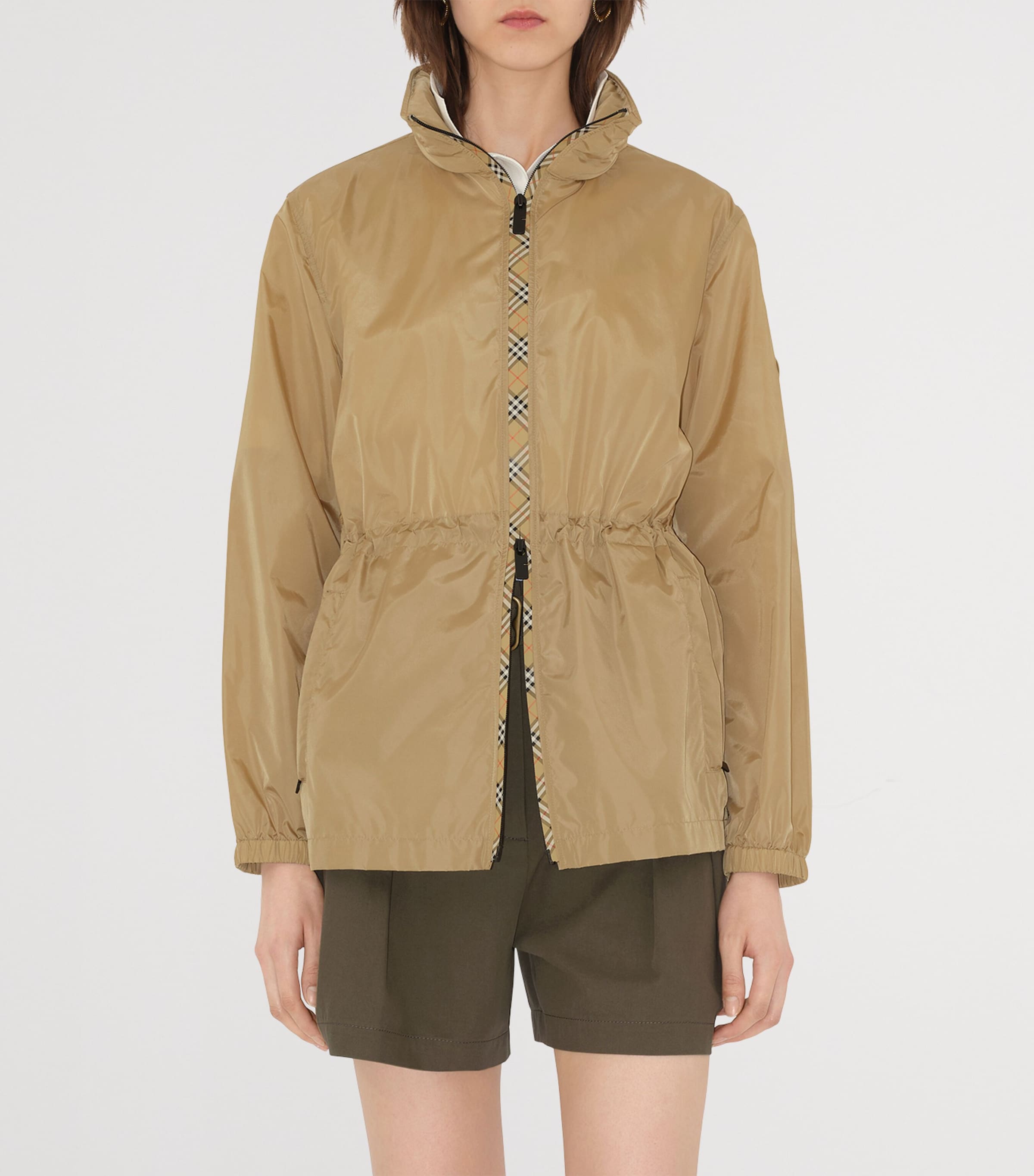 Technical Adaptable Check-Trim Parka FLAX Image 6