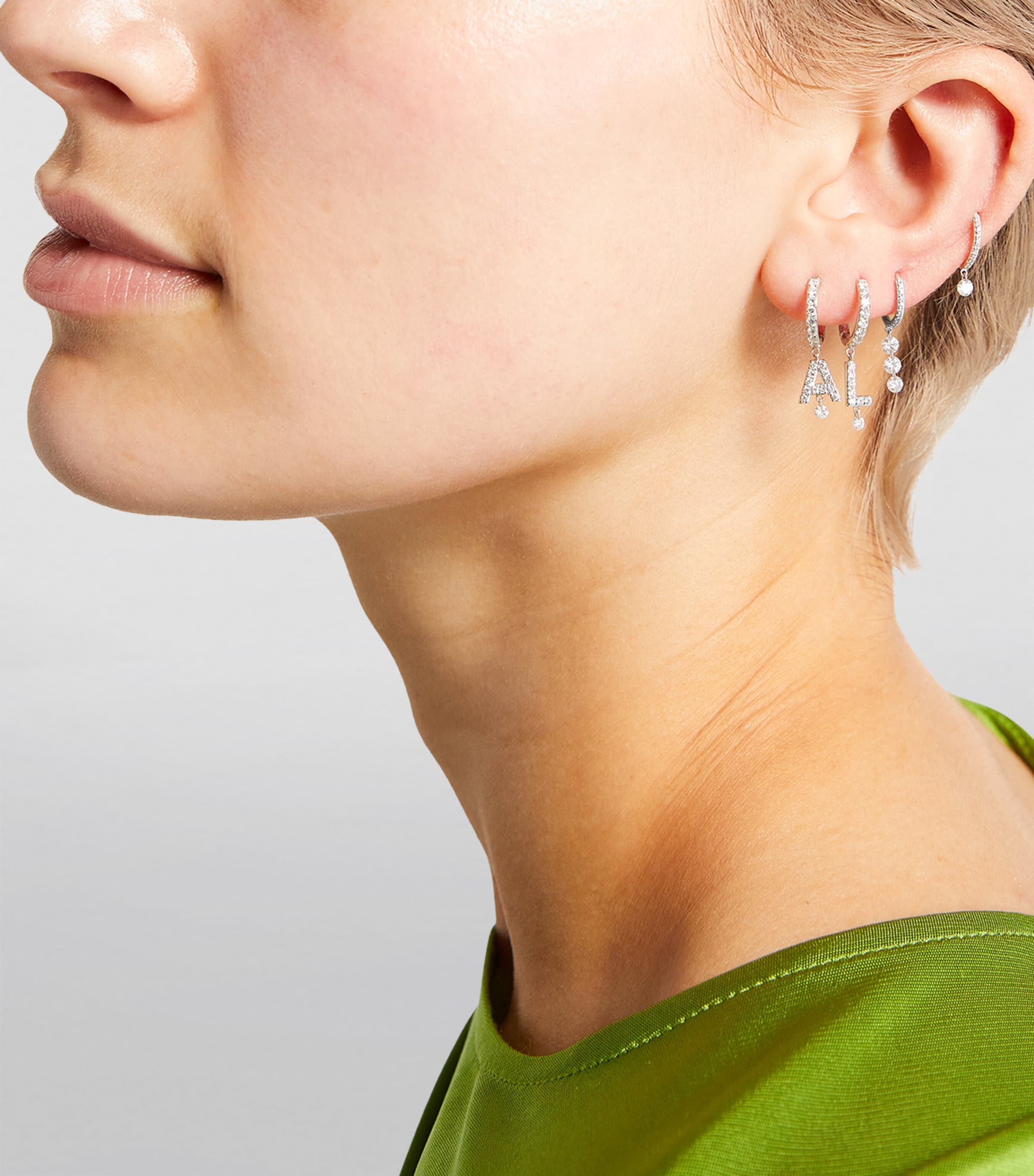 White Gold and Diamond Danaé Single Hoop Earring WHITE GOLD Image 4