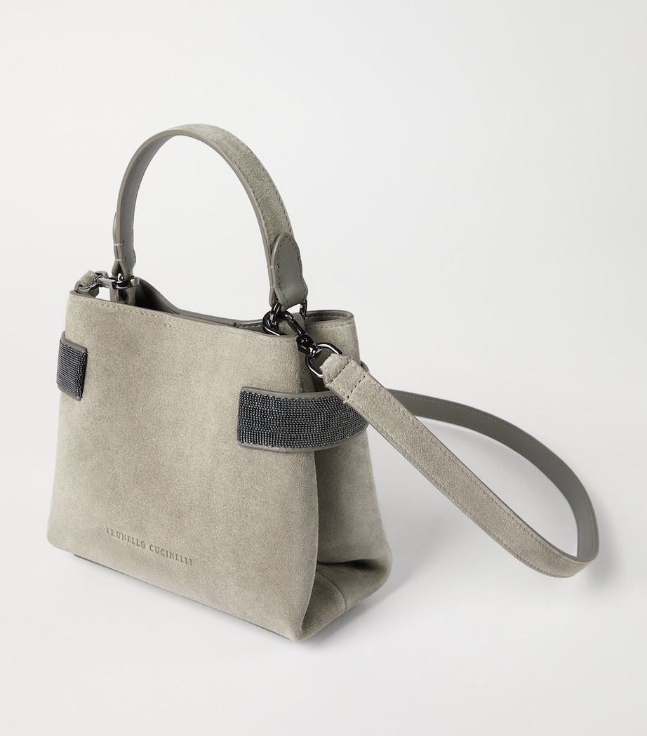 Brunello Cucinelli Small Suede Essence Top-Handle Bag Image 2