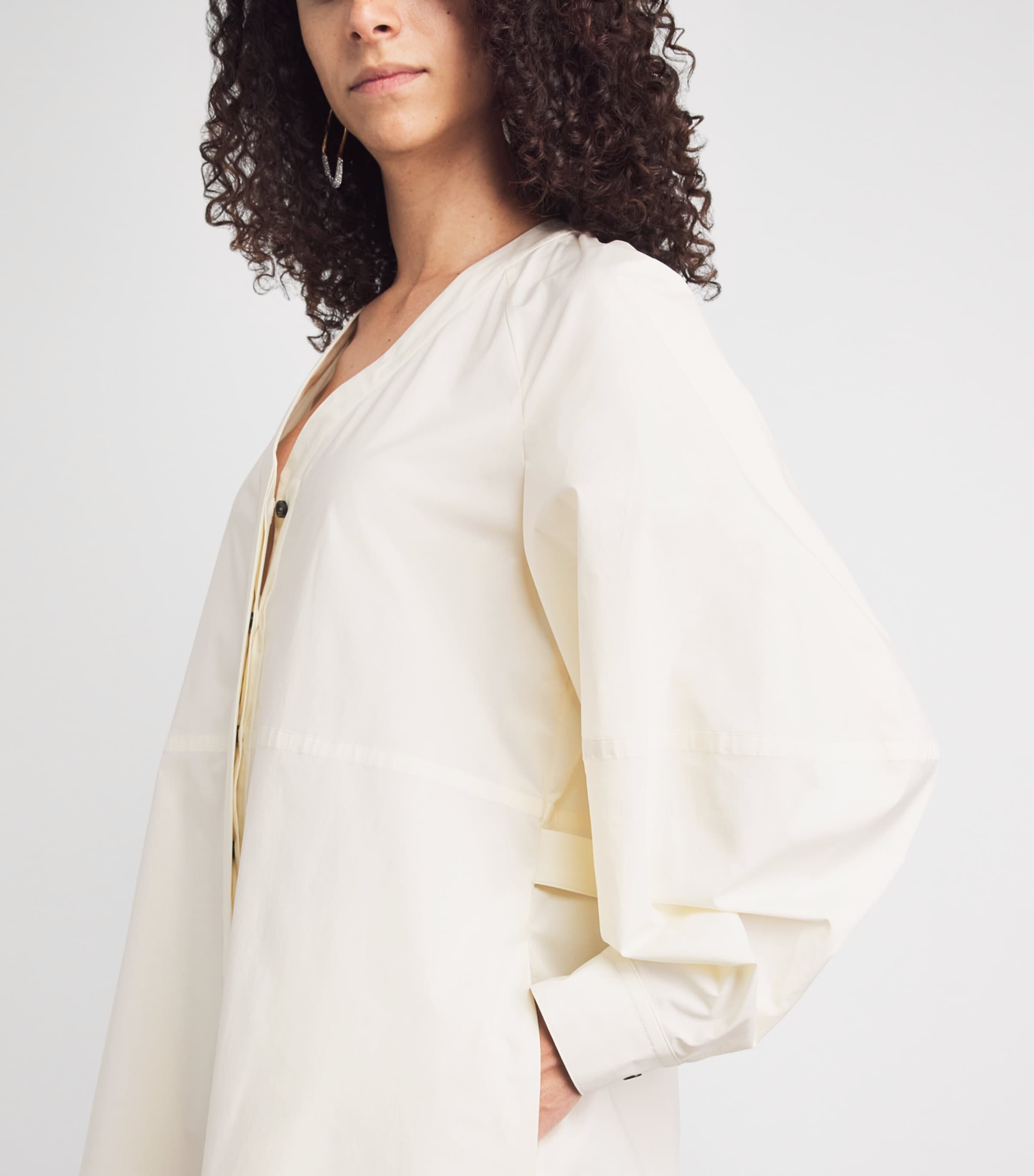 RETORI Womens Cotton Poplin Maxi Shirt Dress White Image 5