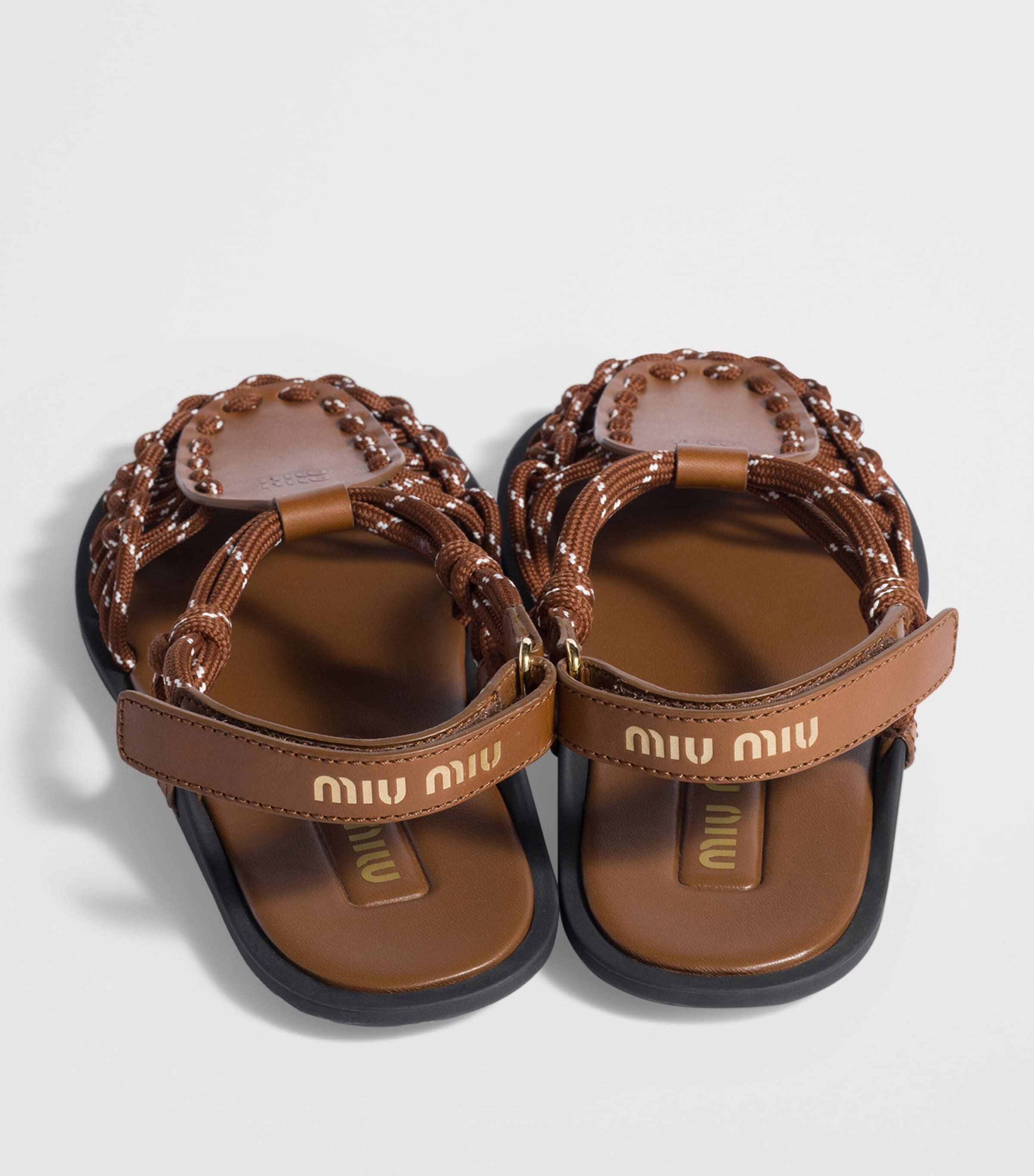 Miu Miu Leather Cord Sandals Brown Image 3