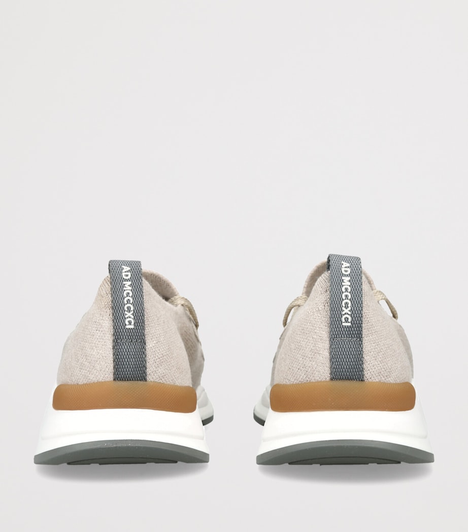 Cotton Knitted Runner Sneakers BEIGE Image 2