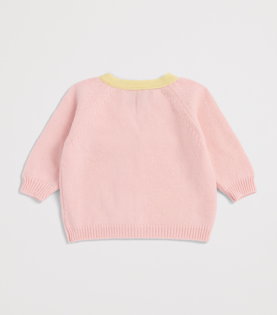 Rosie Sugden Cashmere Cardigan (3 Months - 3 Years) Mrshmlw/lemon Bow Image 2