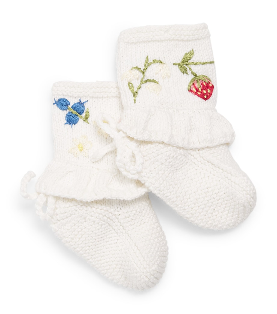 Shirley Bredal Cotton Embroidered Strawberry Footies Mw Marshmellow Image 1