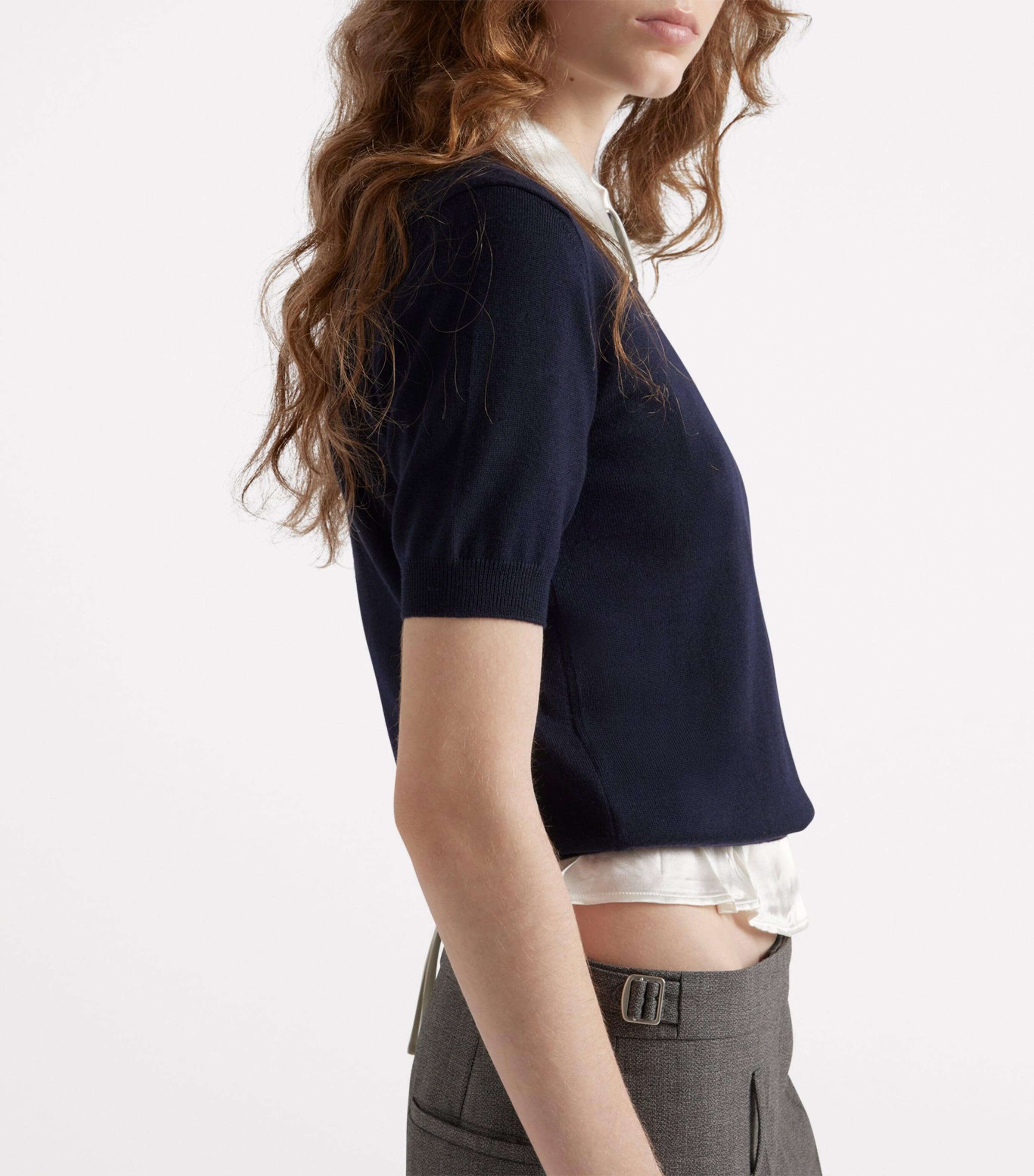 Virgin Wool Triangle Cut-Out Sweater F0008 Image 6