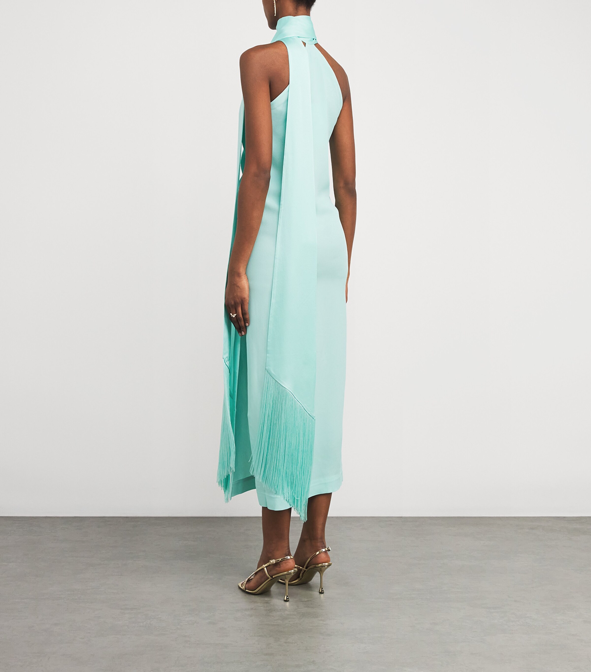 Taller Marmo Blue Fringe-Trim Kempner Maxi Dress | Harrods UK