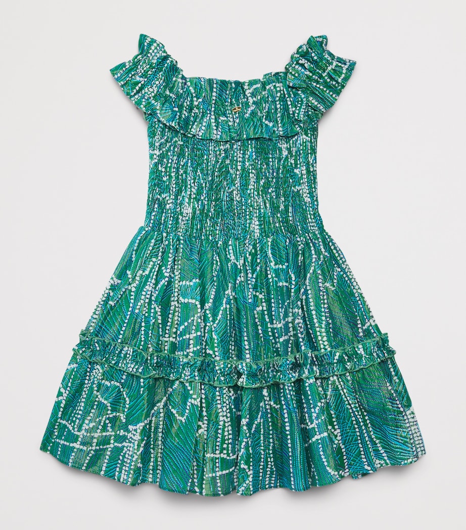 Poupette St Barth Kids Metallic Cotton Amber Dress (4-12 Years) Green Akoya Image 2