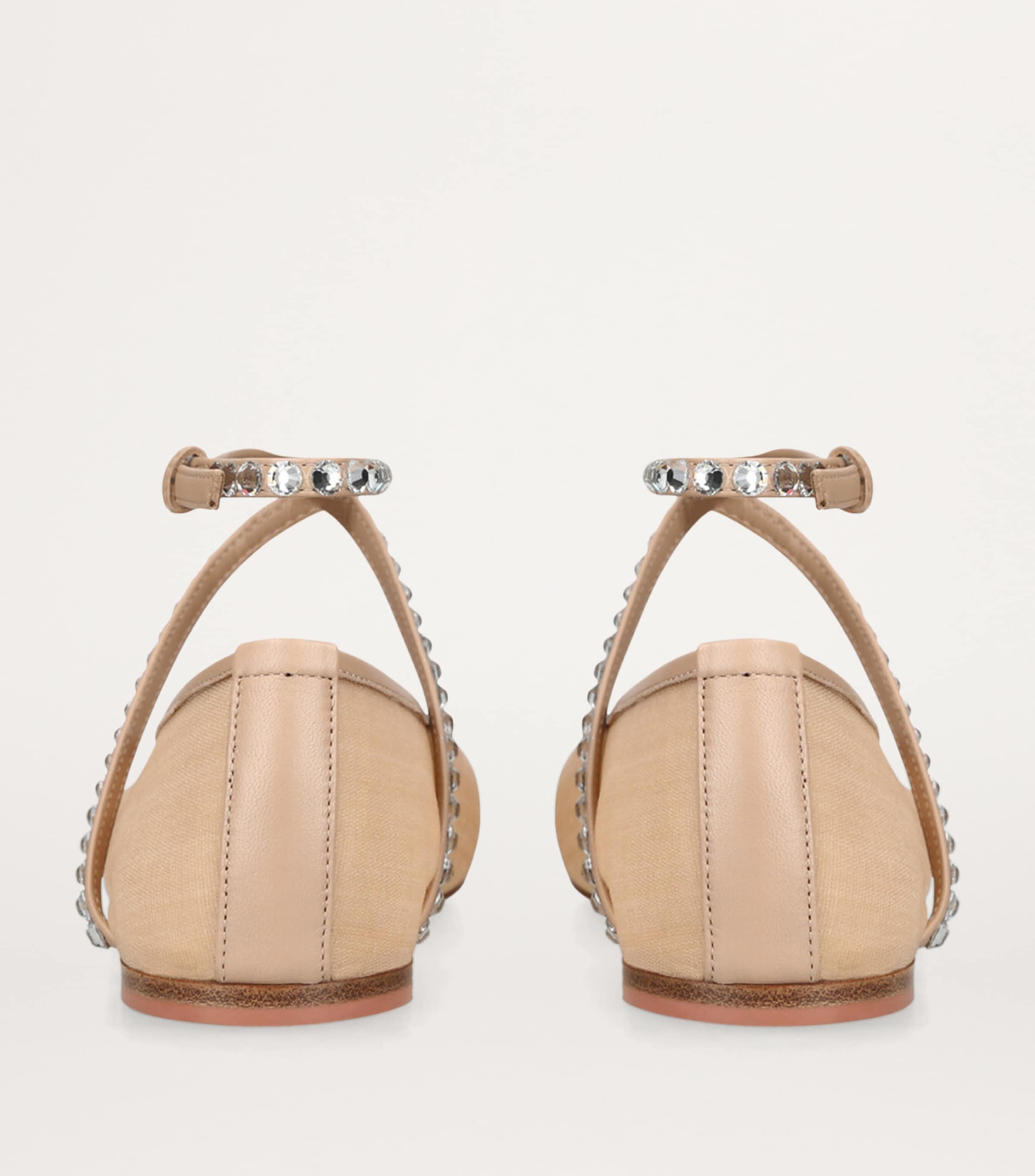 Amina Muaddi Embellished Ane Ballet Flats Blush Image 2