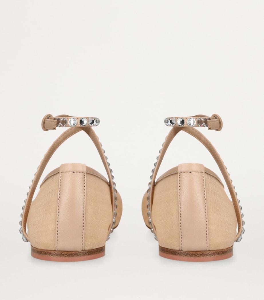Amina Muaddi Embellished Ane Ballet Flats Blush Image 2