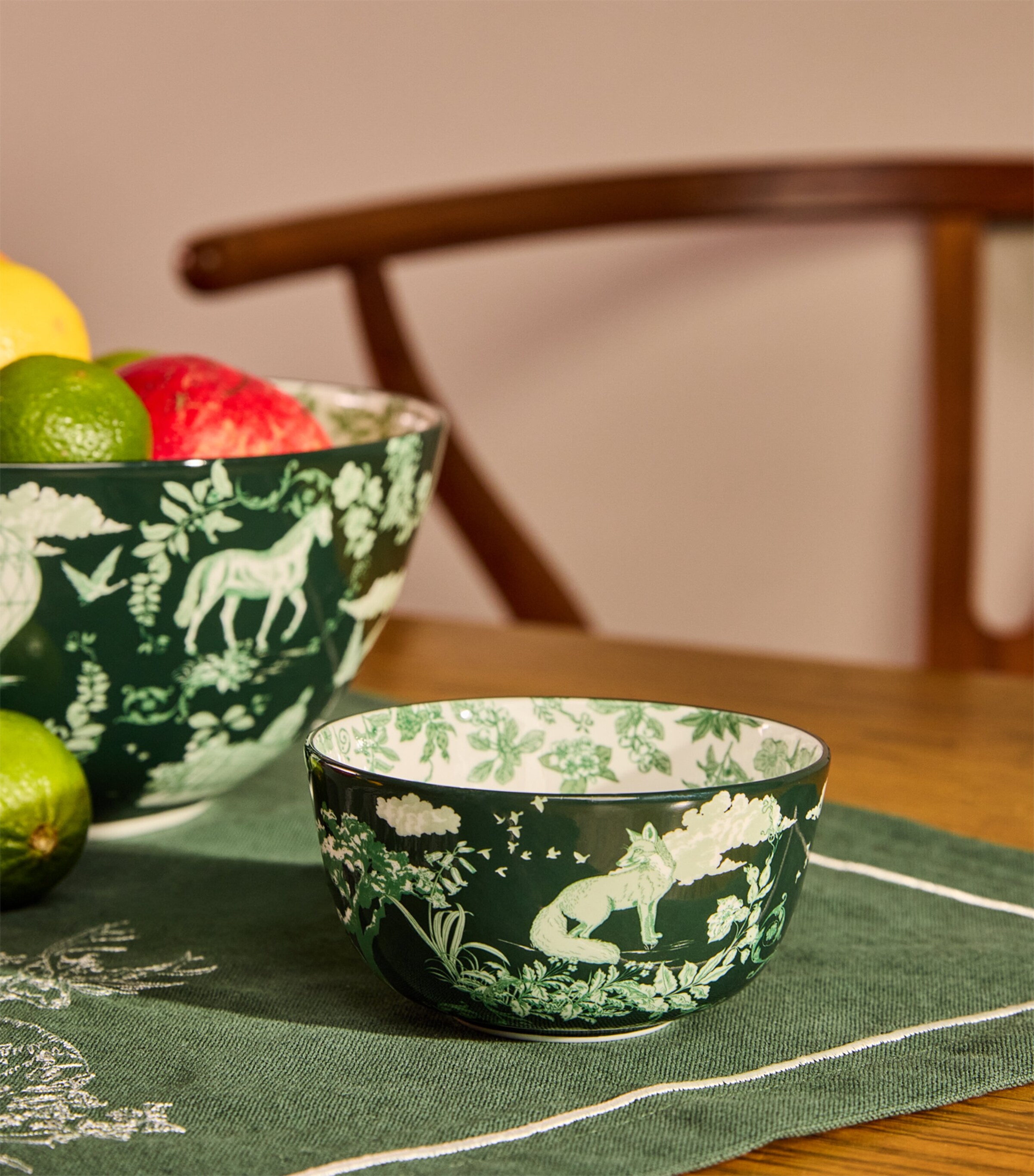 Fine Bone China Toile Bowl (11cm) GREEN Image 3