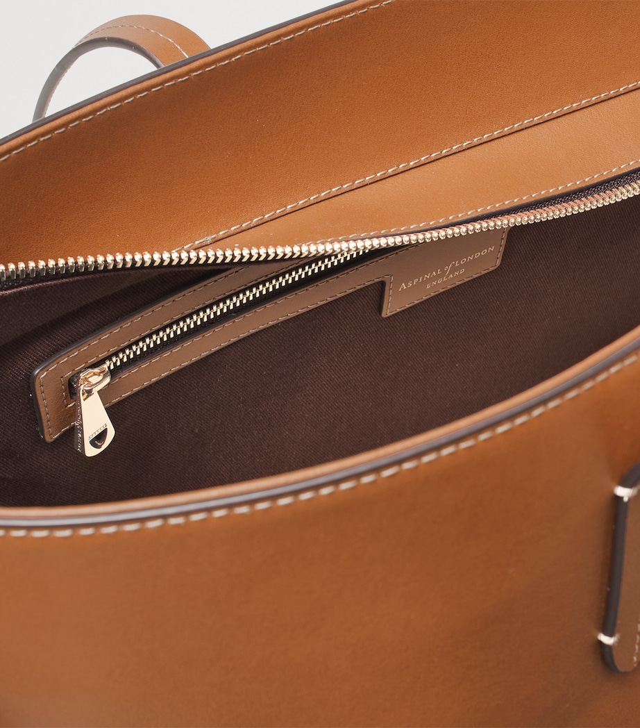 Leather East West Tote Bag TAN Image 8