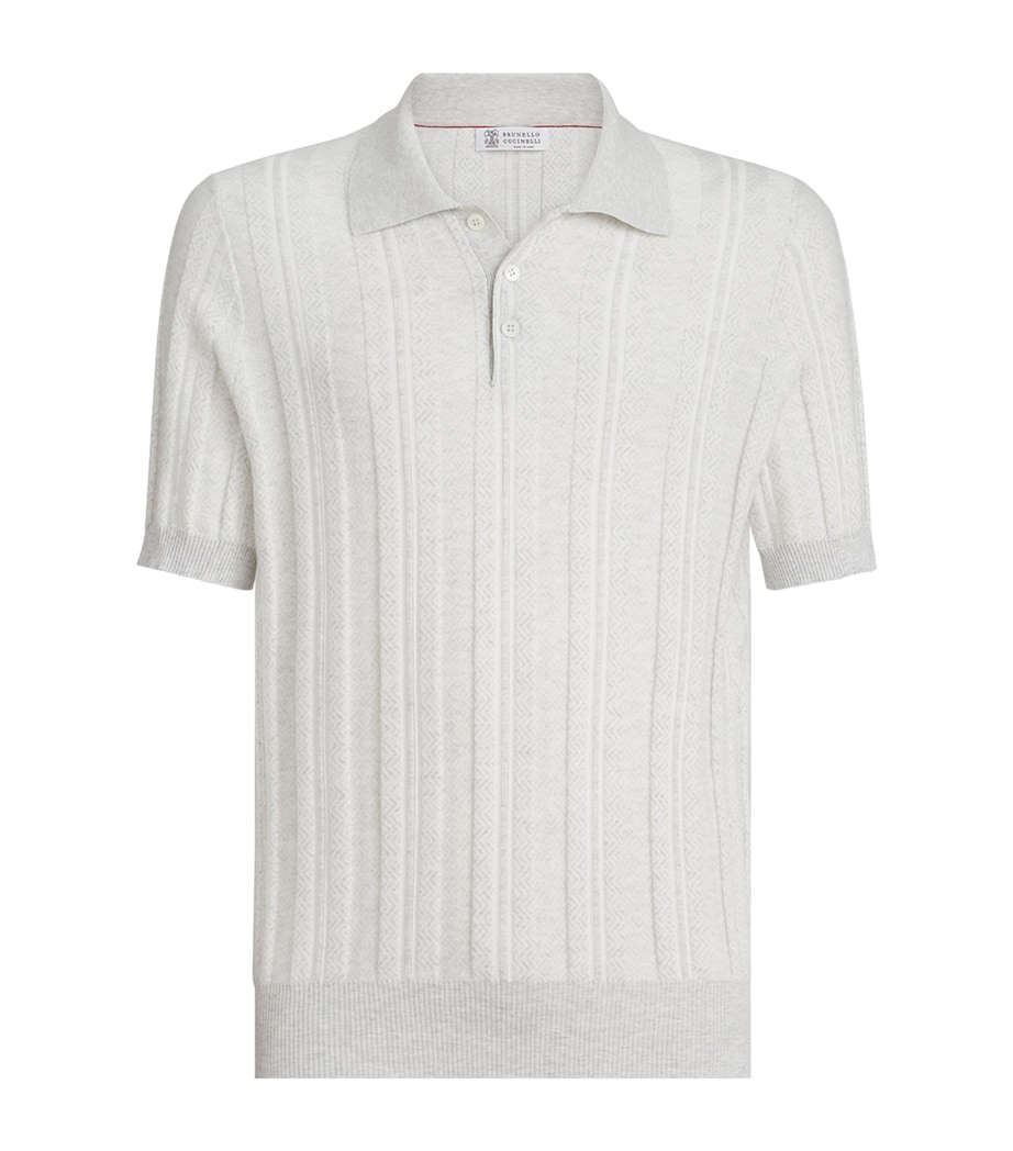 Brunello Cucinelli Mens Rib-Knit Polo Sweater Image 1