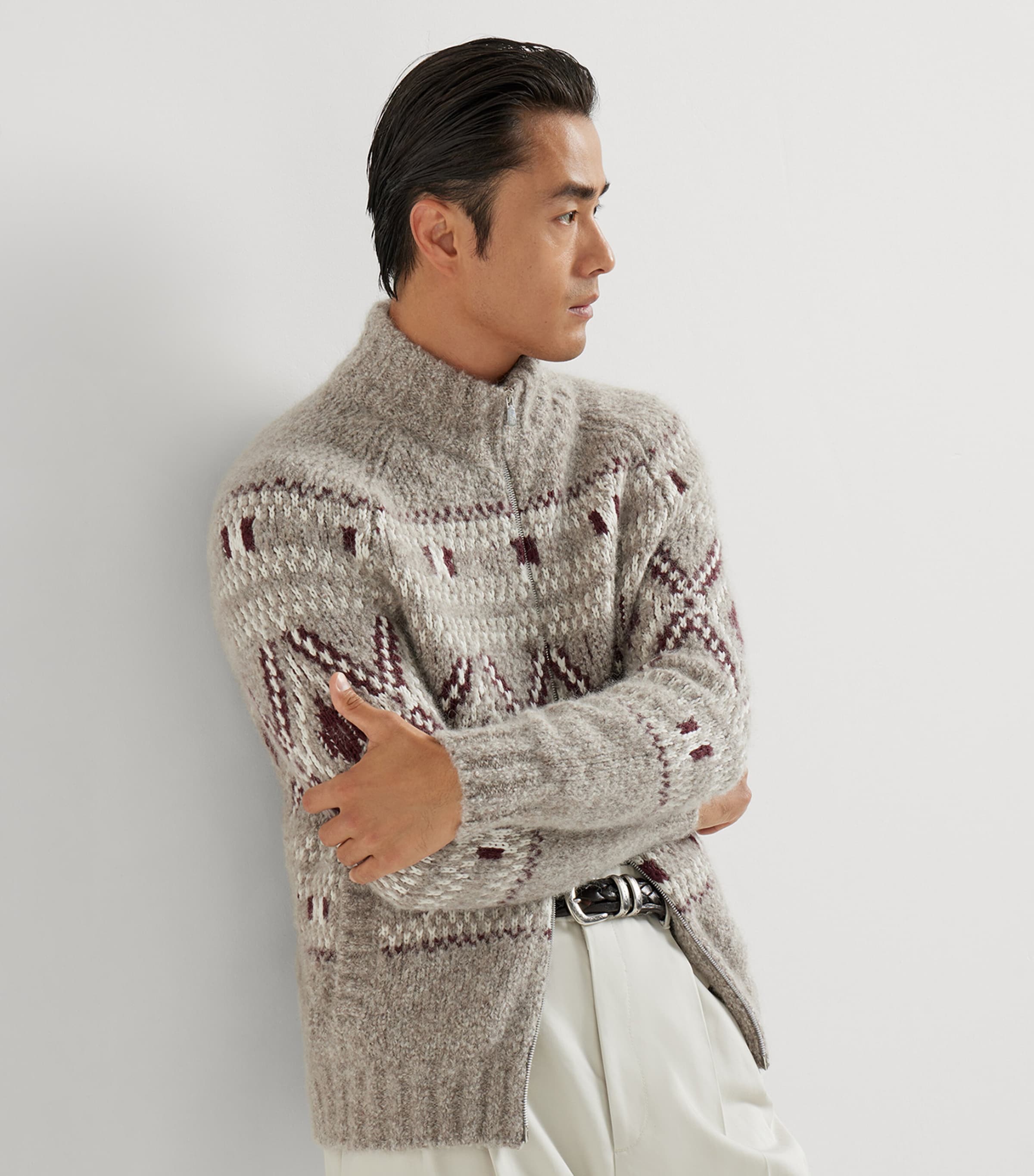 Alpaca-Wool-Cashmere Zipped Cardigan CBZ19 Image 4