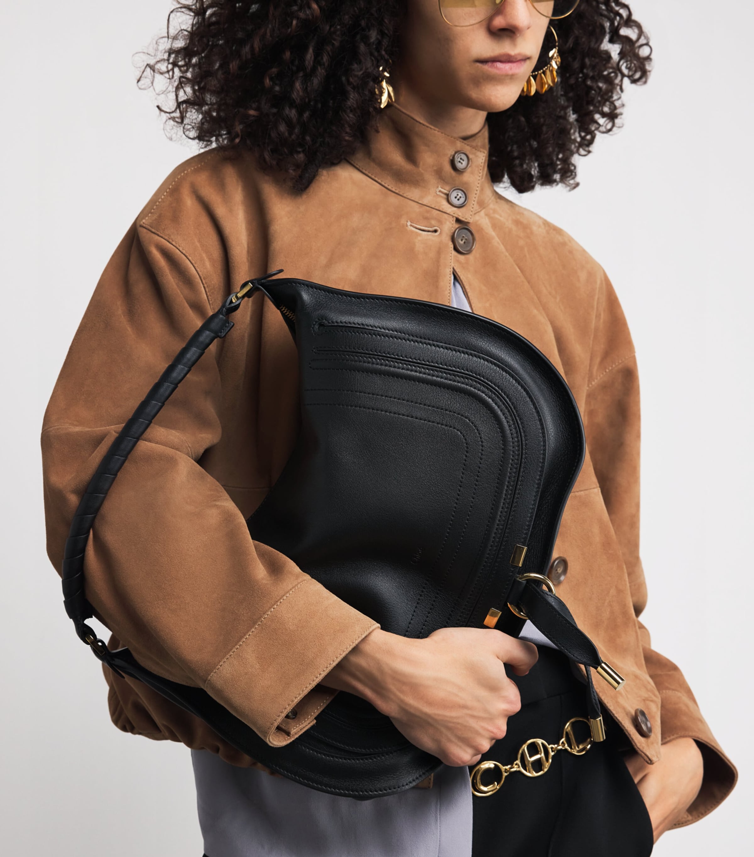 Calfskin Marcie Shoulder Bag BLACK Image 2