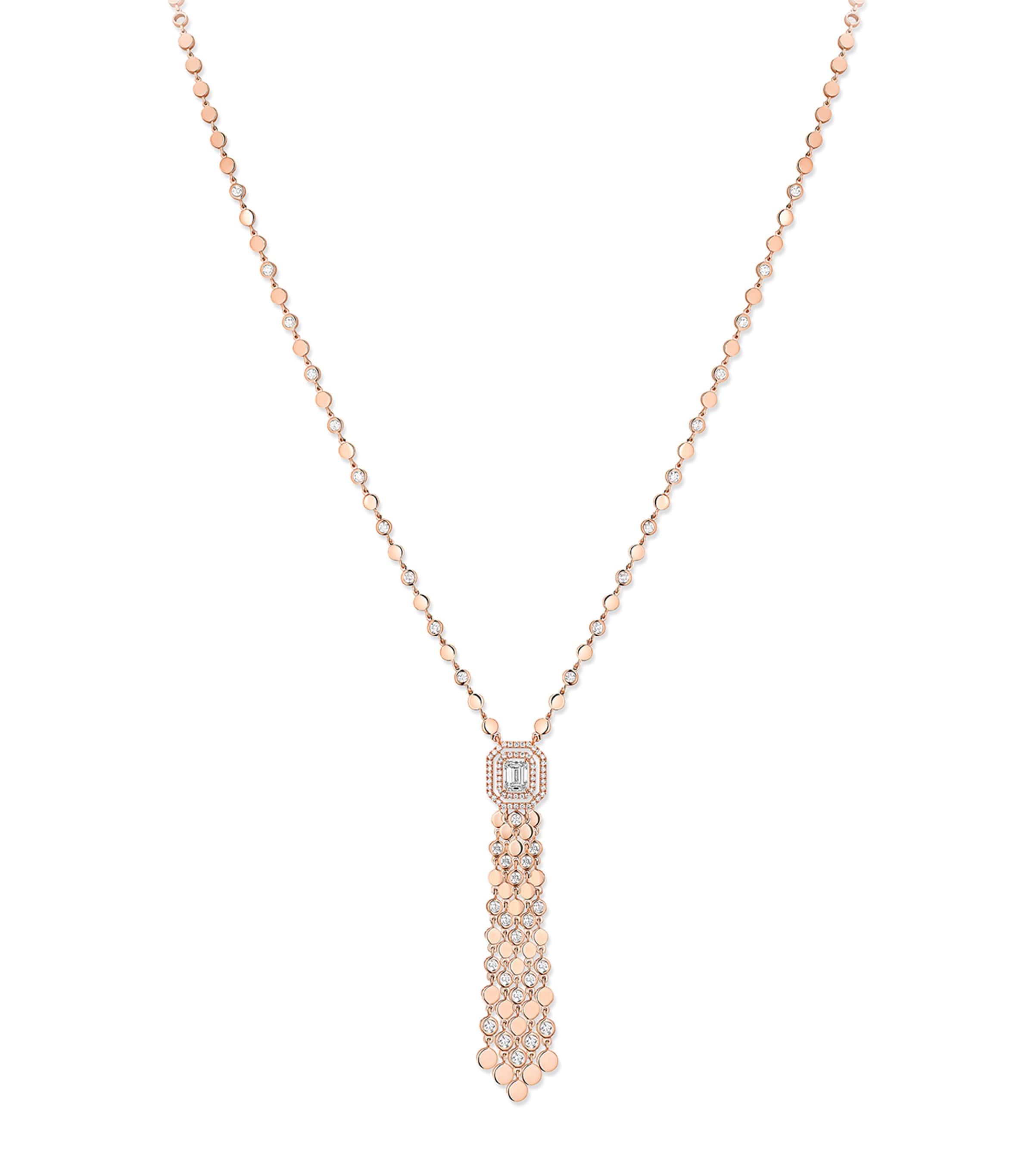 Messika D-Vibes Diamond and Pink Gold Tassel Necklace (1.66ct) Pink Gold Image 1