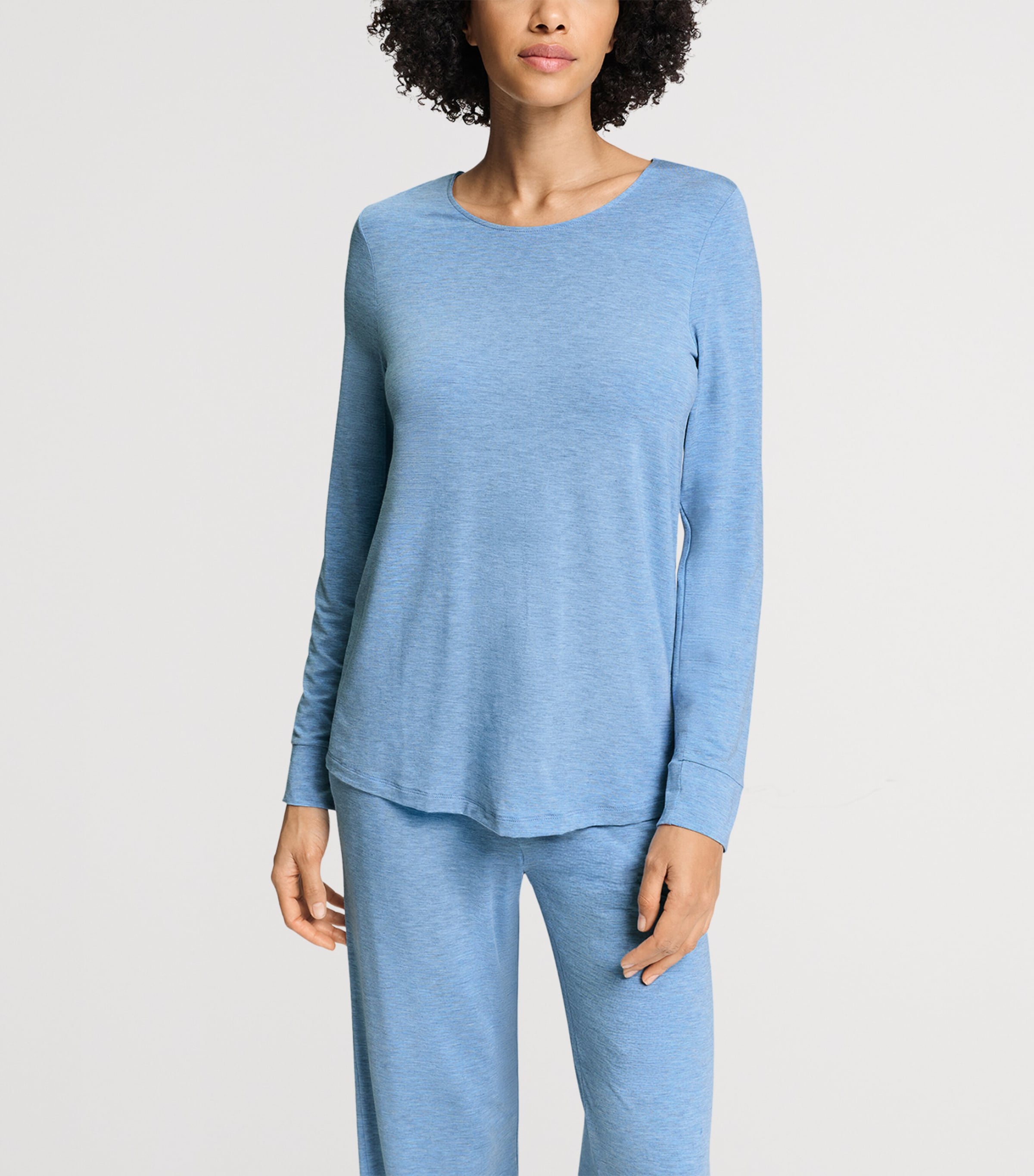 Hanro Womens Natural Elegance T-Shirt Bluebird Melange Image 4