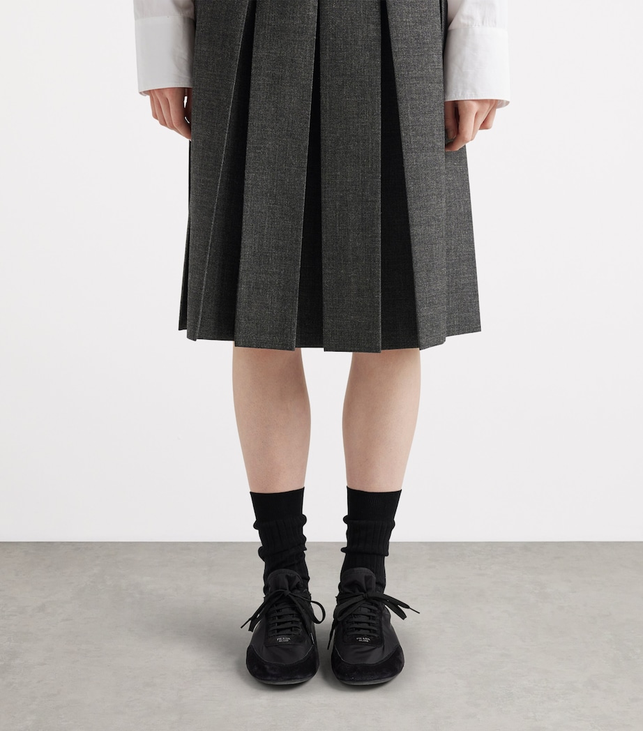Prada Womens Wool Belted Midi Skirt Image 3