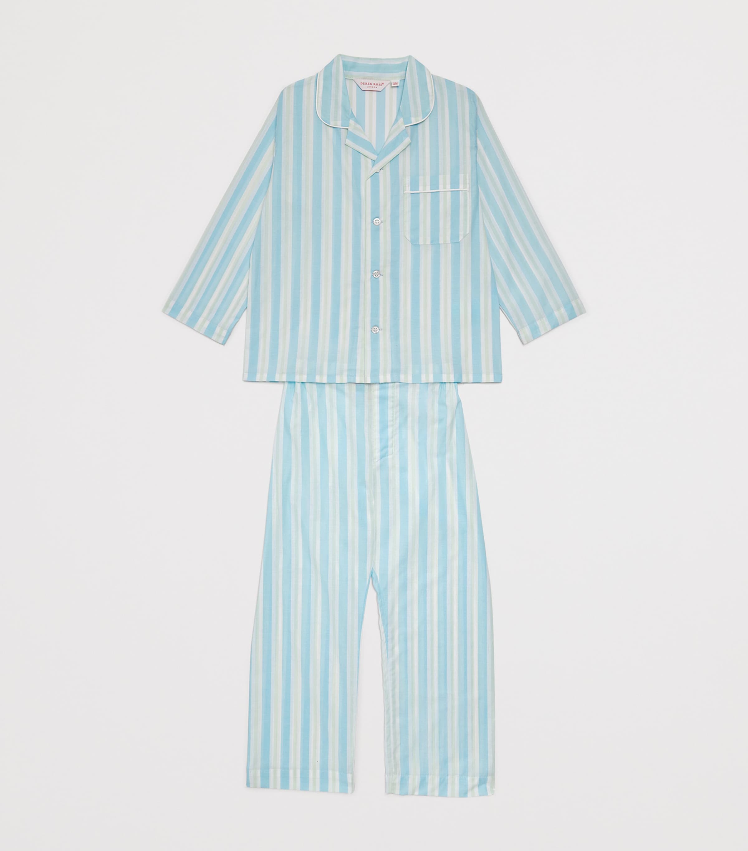Derek Rose Kids Cotton Batiste Amalfi Pyjama Set (3-16 Years) Blue Image 3