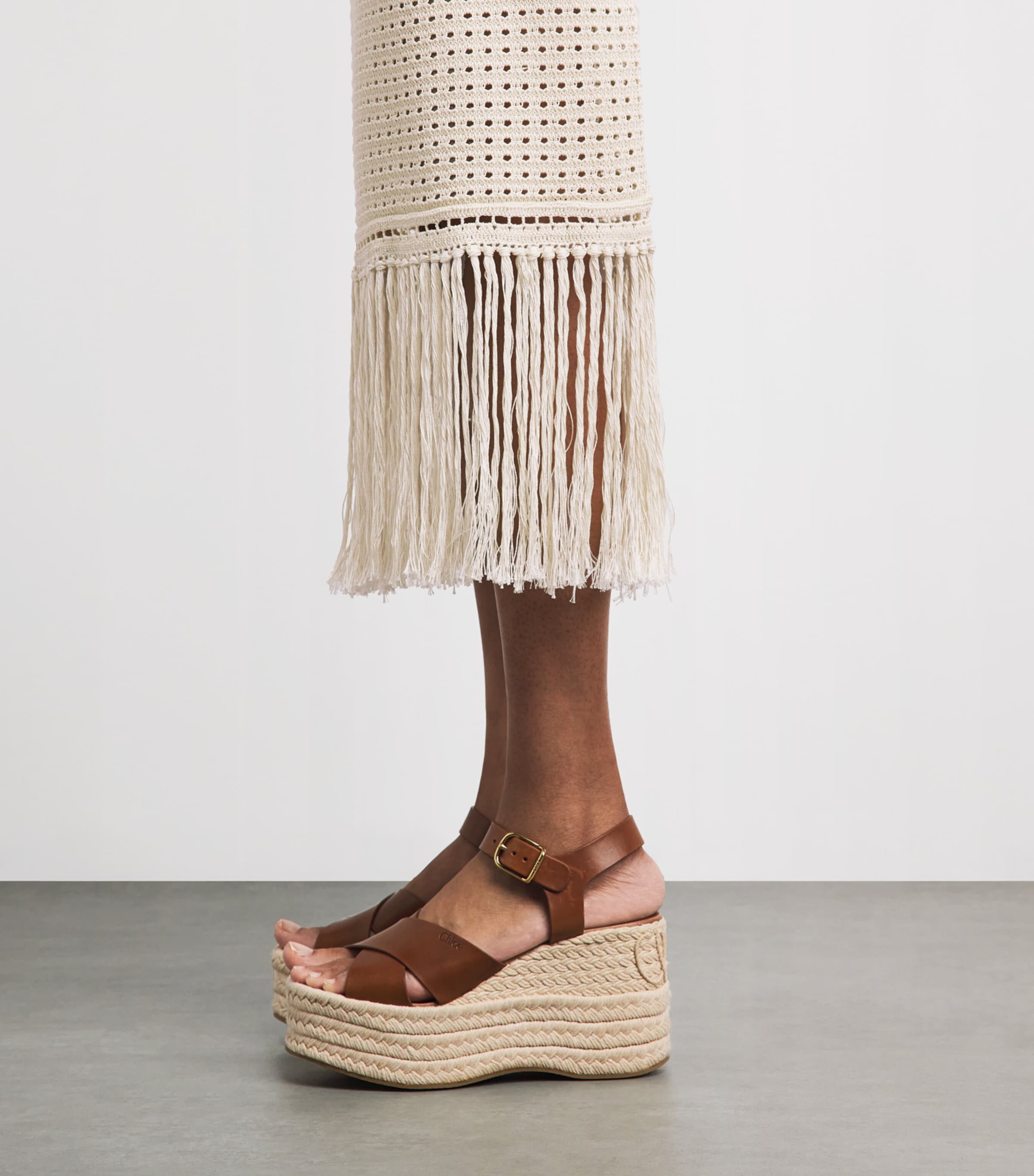 Zimmermann Womens Crochet Fringe Indra Midi Skirt Cream Image 3