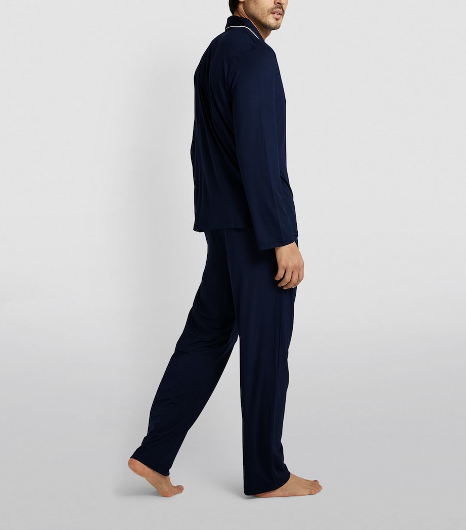 Derek Rose Mens Modal-Blend Basel Pyjama Set Navy Image 2