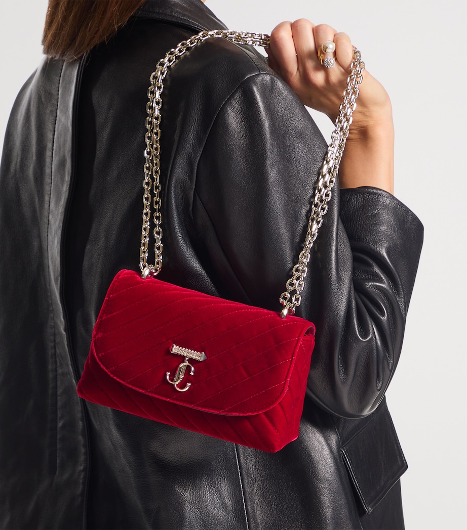 Small Curve Velvet Cross-Body Bag RUBY RED/SHINY GOLD Image 2