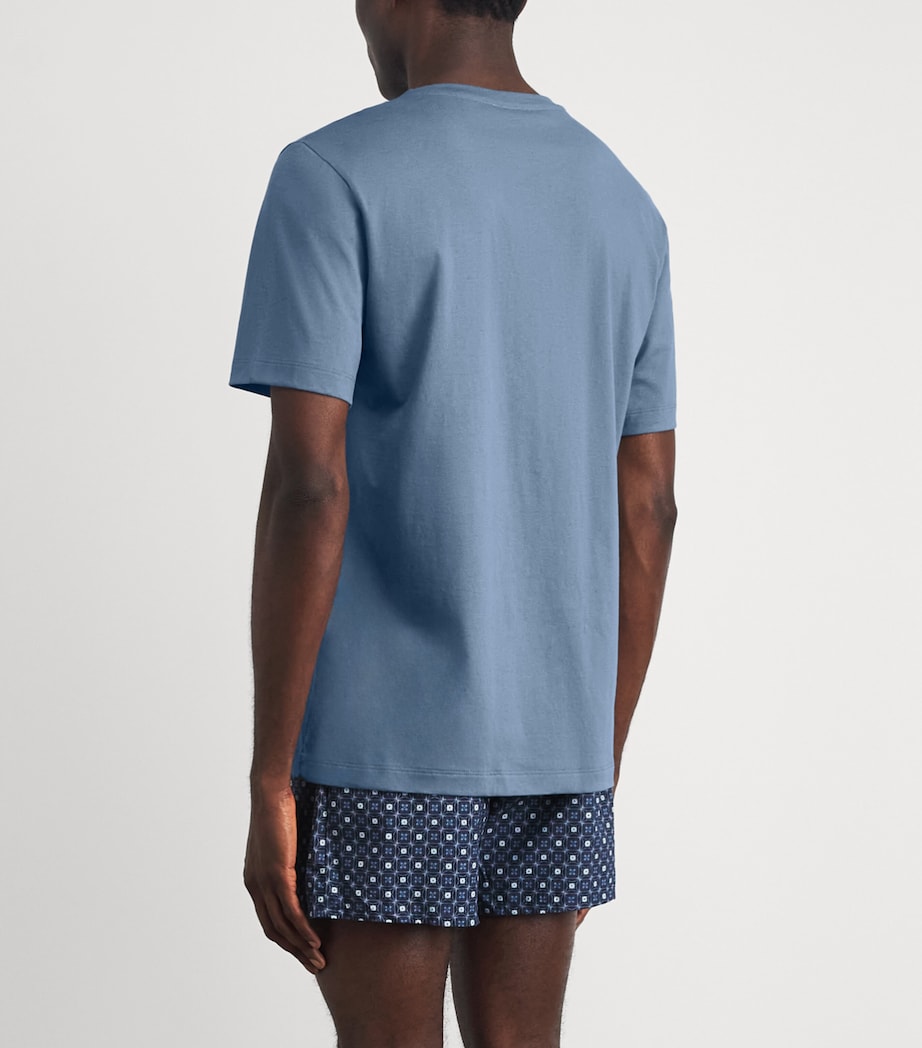 Hanro Mens Cotton Living Crew-Neck T-Shirt Retro Blue Image 5