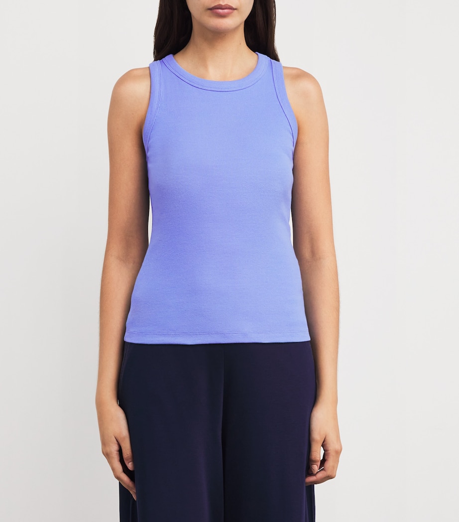 Stretch-Cotton Ribbed Tank Top LIGHT BLUE Image 3