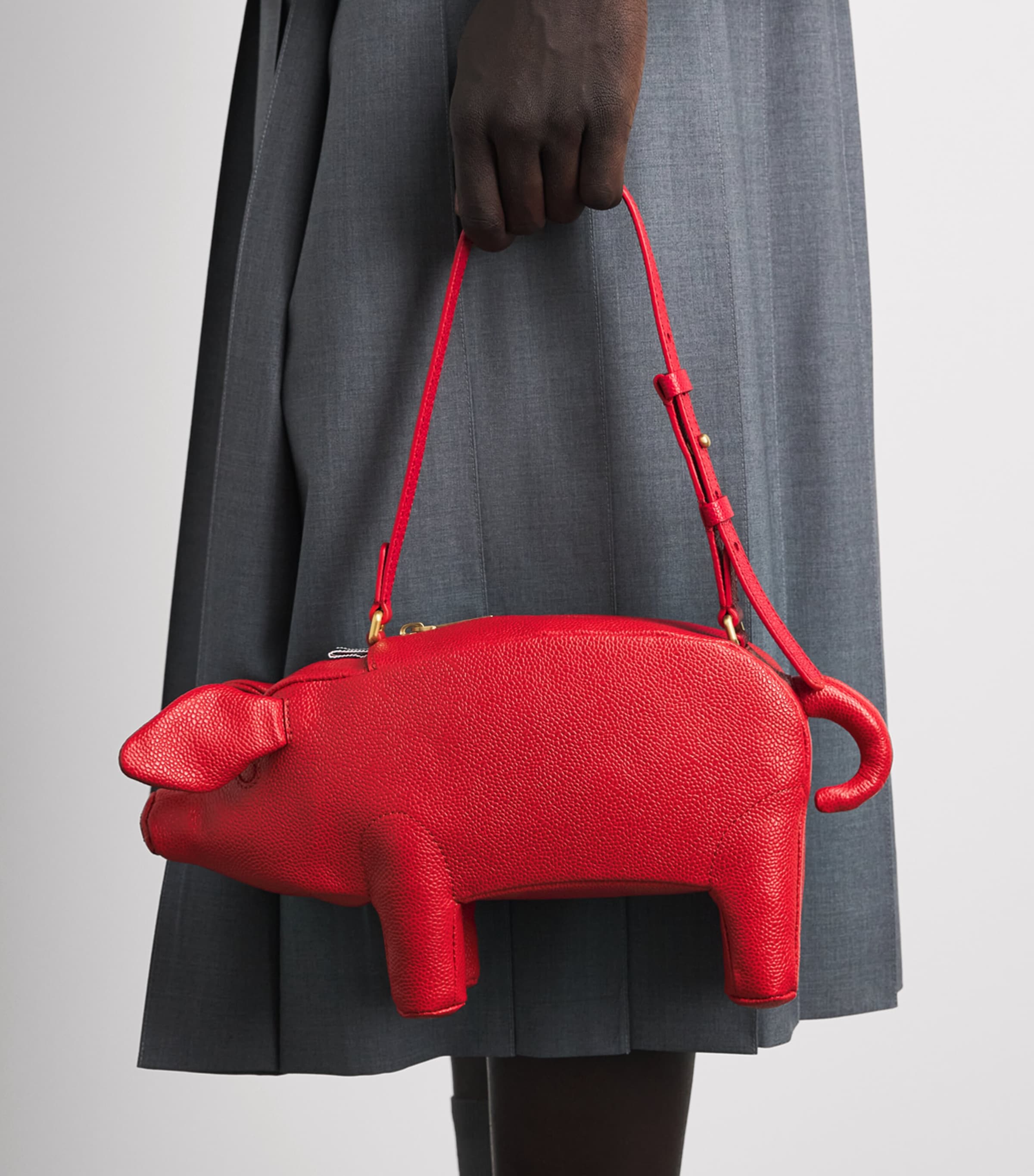 Thom Browne Leather Baby Pig Top-Handle Bag Red Image 5