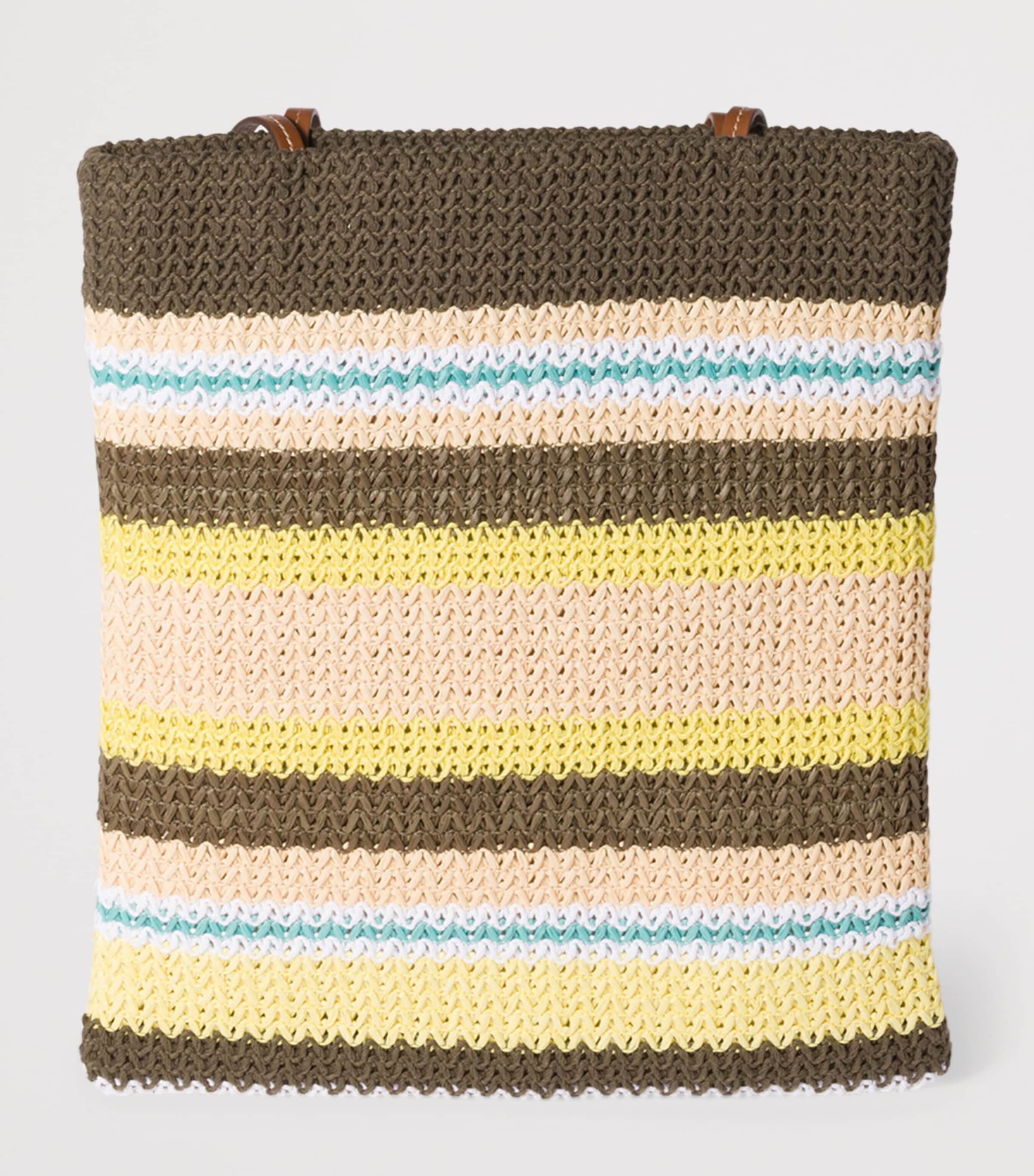 【MIU MIU】RAFFIA-EFFECT WOVEN TOTE BAG Tundra/lemon Yellow/natural Raffia-effect Woven Tote Bag
