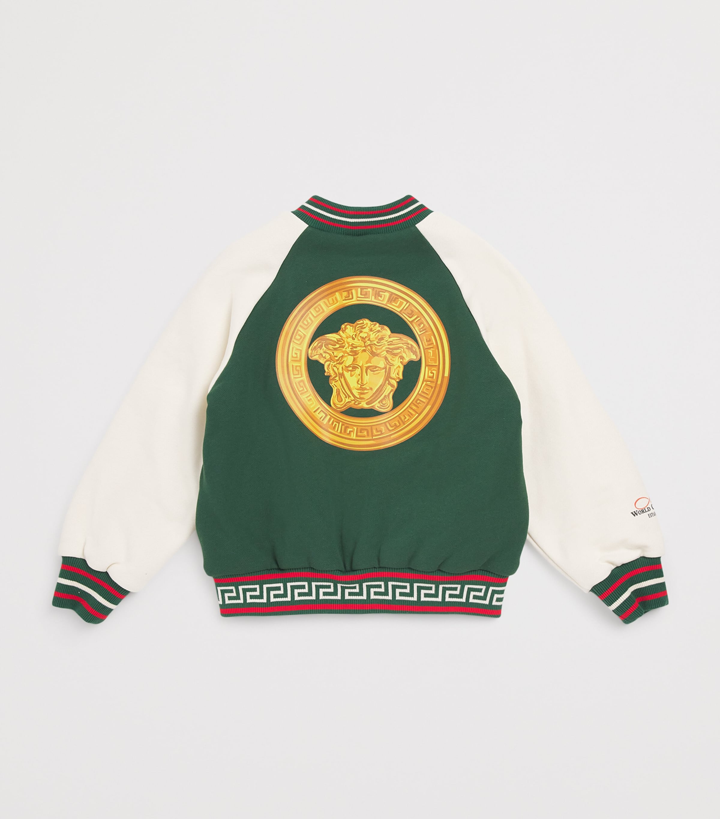 Cotton Contrast Bomber Jacket (6-14 Years) 6G790GRN +IVRY+GLD+M Image 2