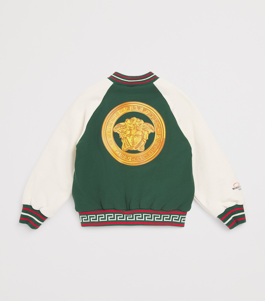 Cotton Contrast Bomber Jacket (6-14 Years) 6G790GRN +IVRY+GLD+M Image 2