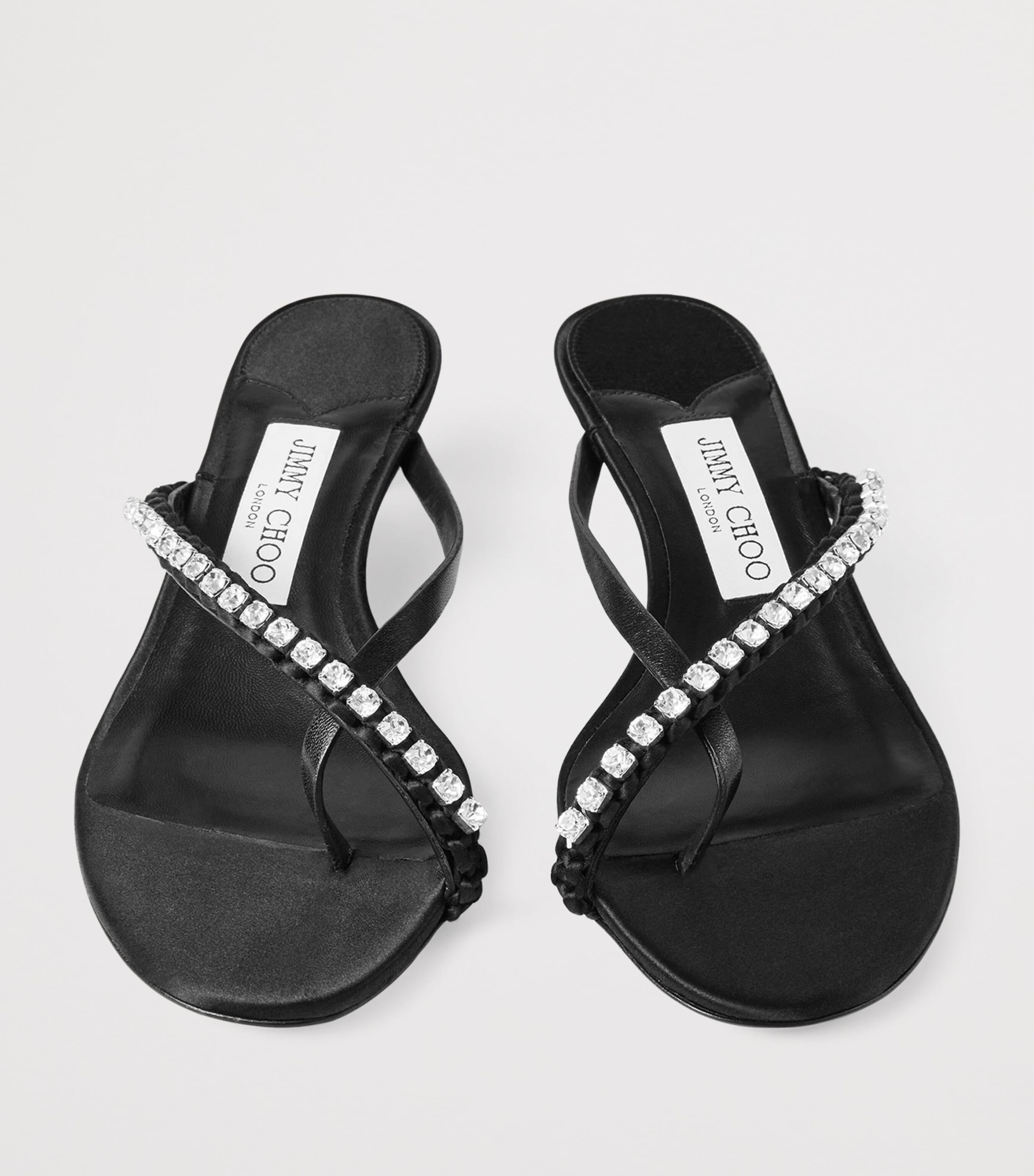 Dila 35 Leather Heeled Sandals BLACK/CRYSTAL Image 2