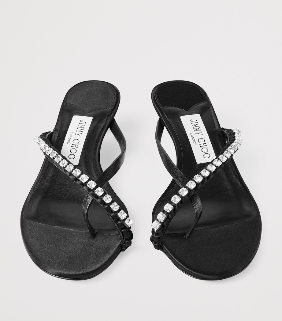 Dila 35 Leather Heeled Sandals BLACK/CRYSTAL Image 2