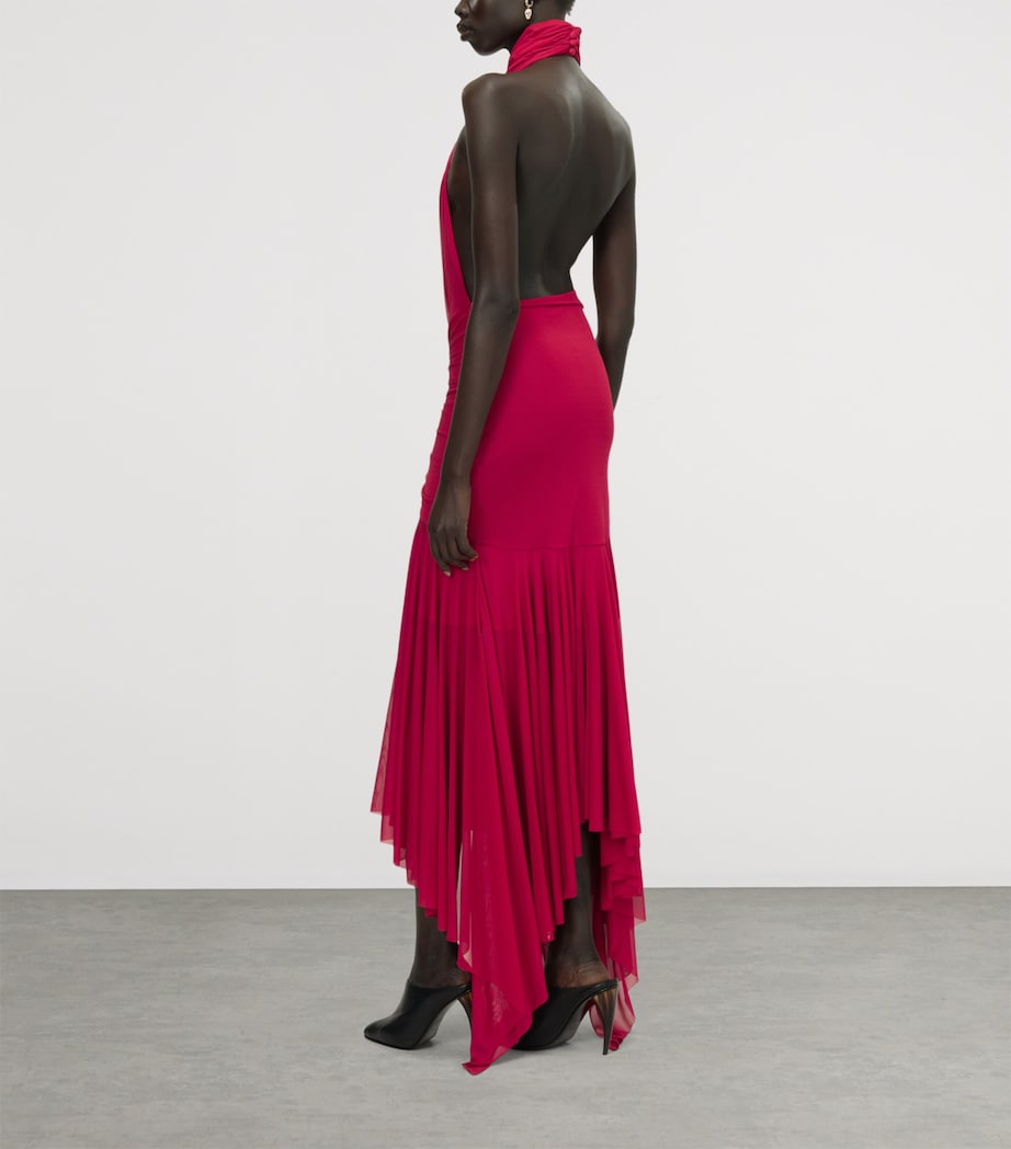 McQueen Womens Asymmetric Draped Maxi Dress Image 4