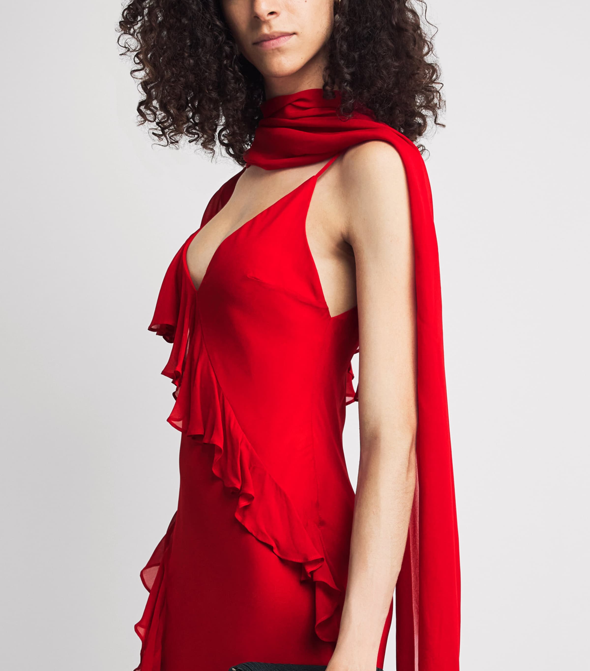 De La Vali Womens Chiffon Mayara Maxi Dress Ruby Red Image 3