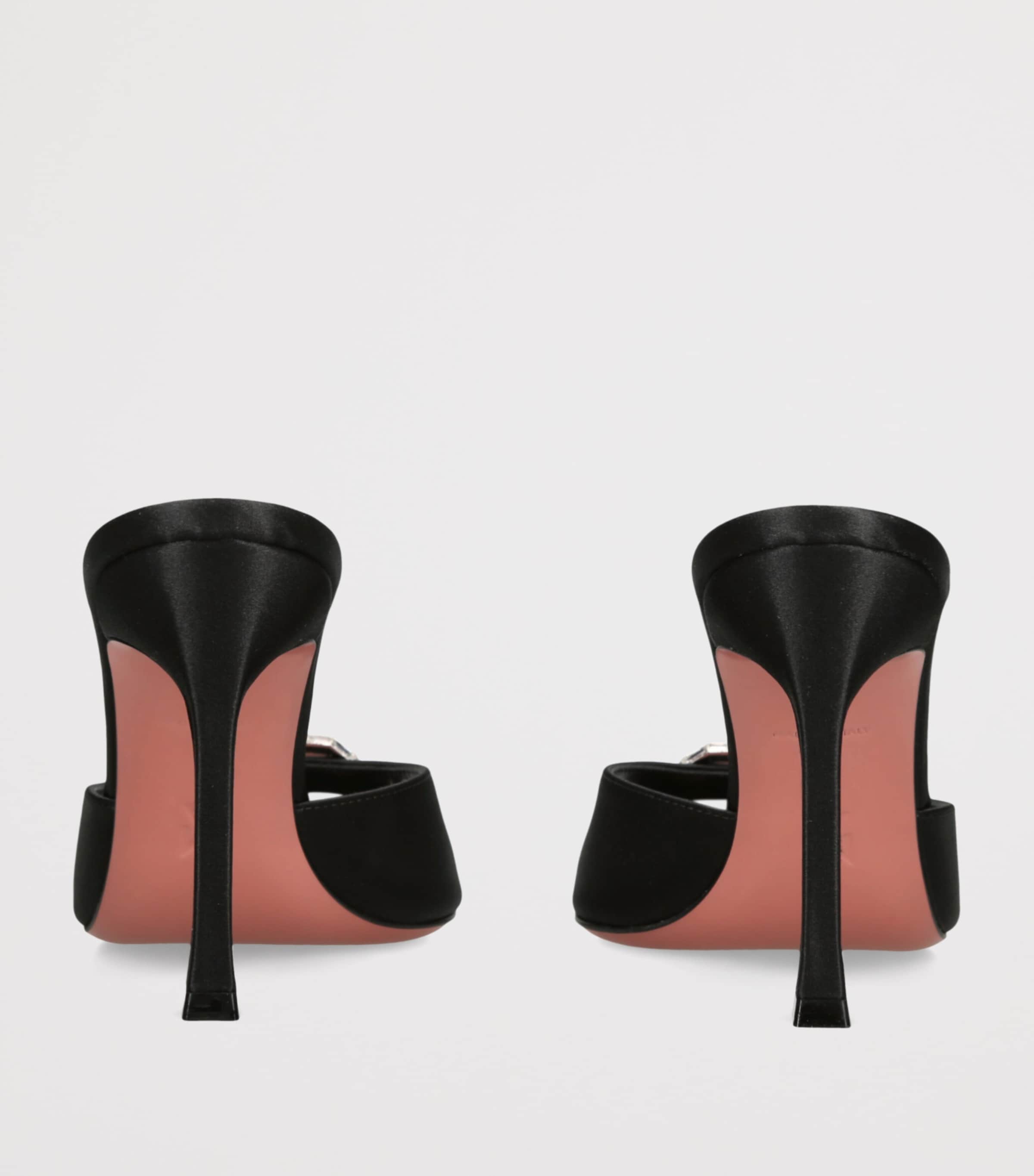 Amina Muaddi Satin Mini Camelia Heeled Mules 95 Blk/other Image 4