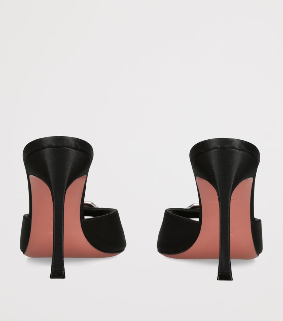 Amina Muaddi Satin Mini Camelia Heeled Mules 95 Blk/other Image 4