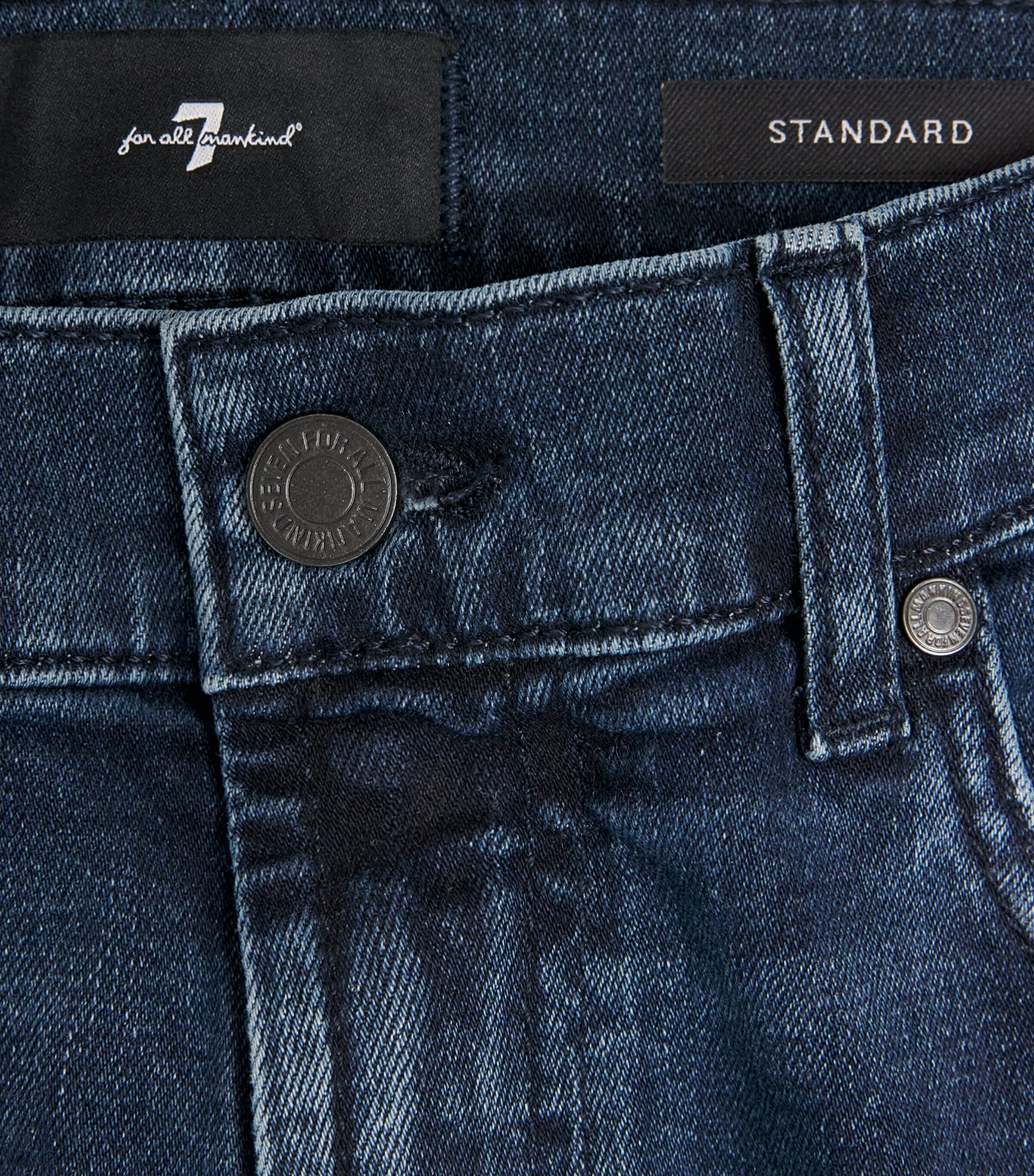 7 For All Mankind Mens Straight Luxe Dark-Wash Jeans Dark Blue Image 6