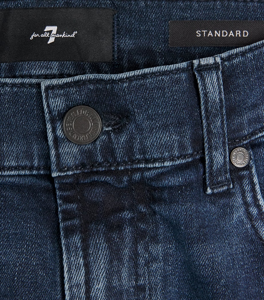 7 For All Mankind Mens Straight Luxe Dark-Wash Jeans Dark Blue Image 6